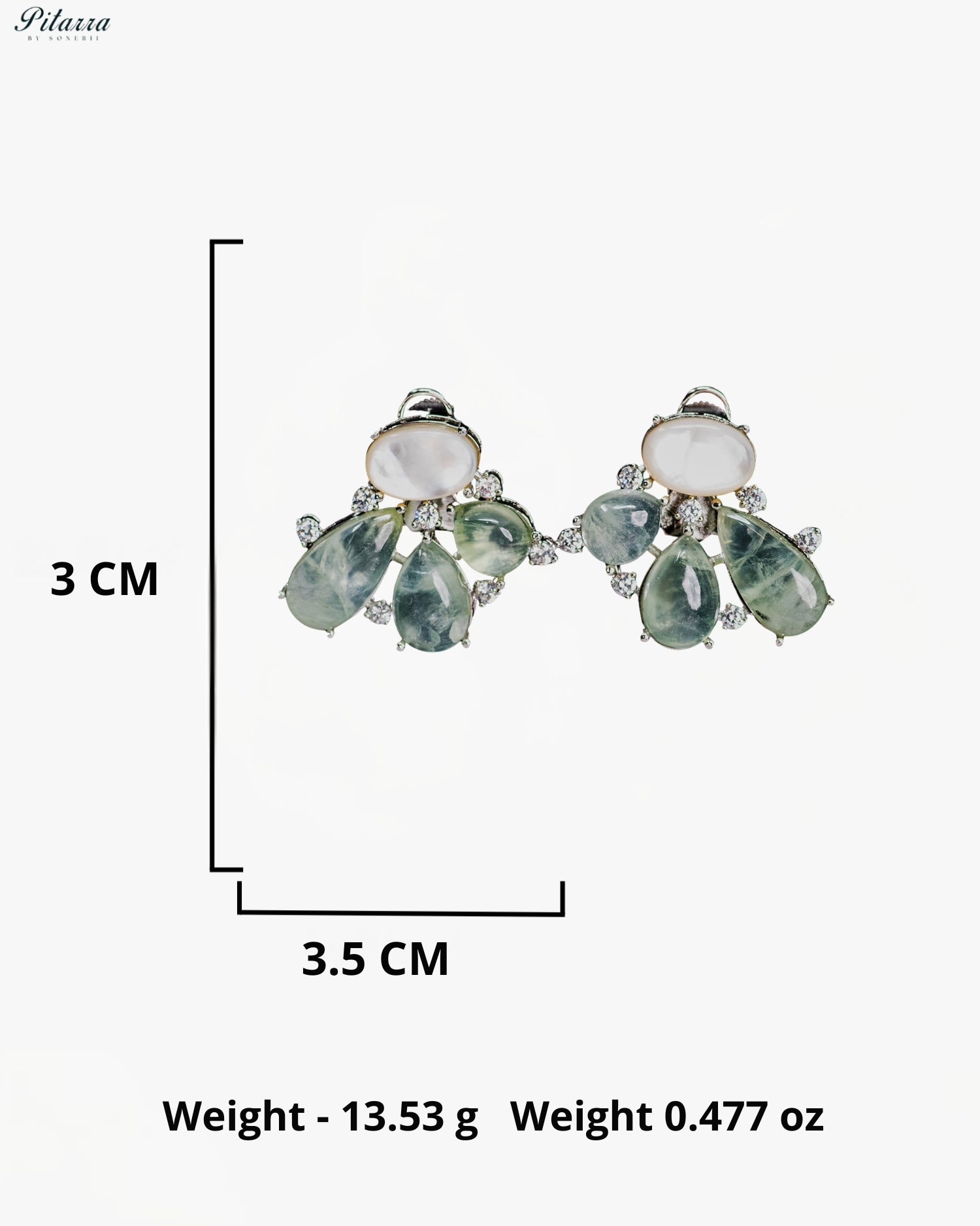 White and Green Stone Crystal Dangler Earrings