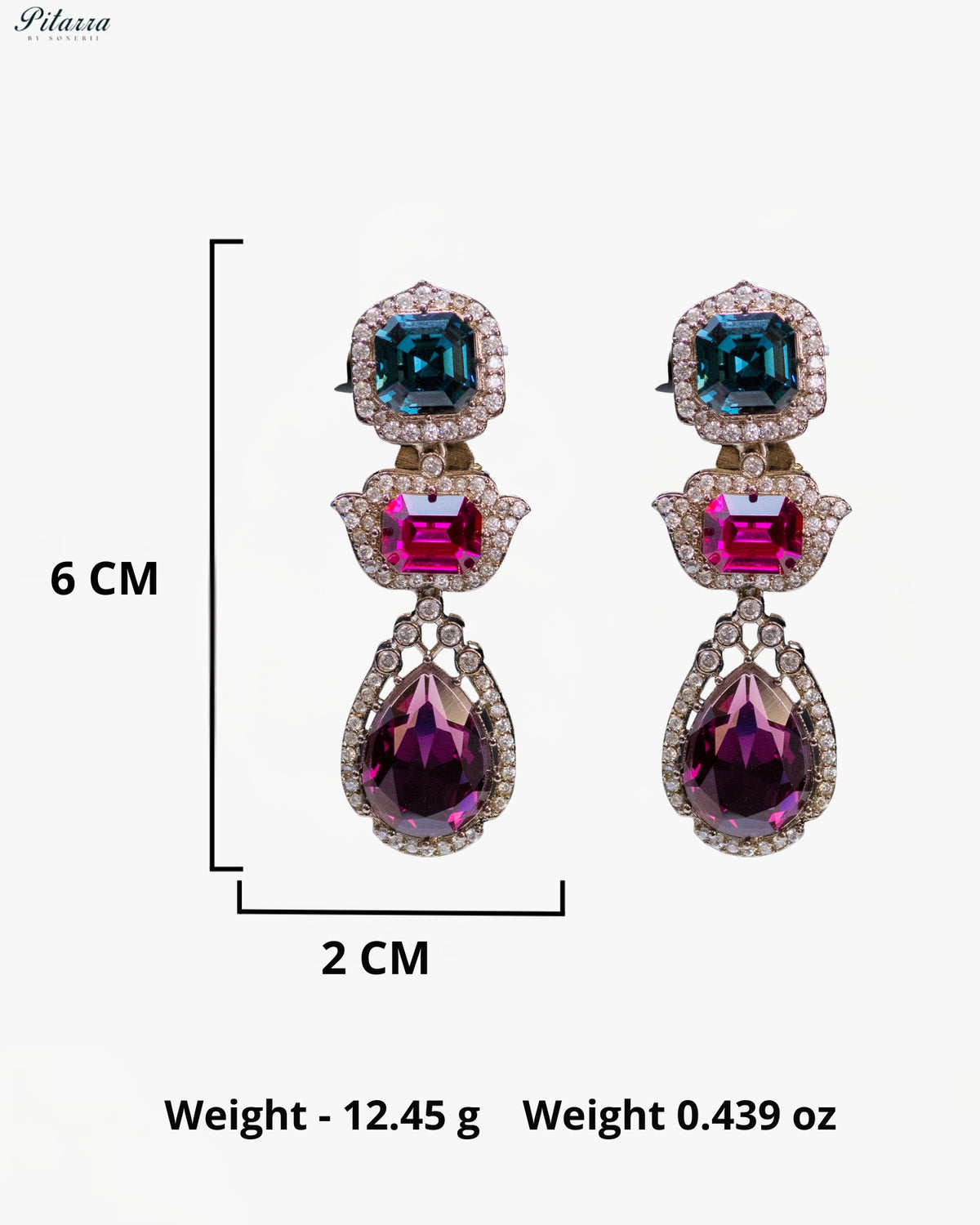 Ruby Pink Multicolor Crystal Pendant Necklace Set