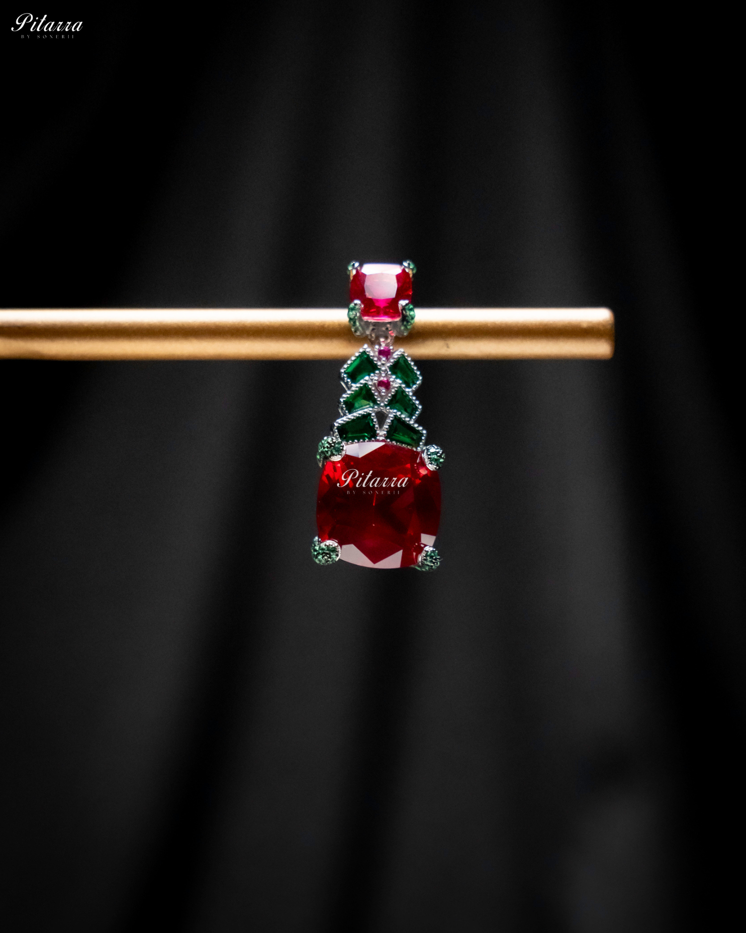 Ruby Red 92.5 Silver Plated Dangler Earrings