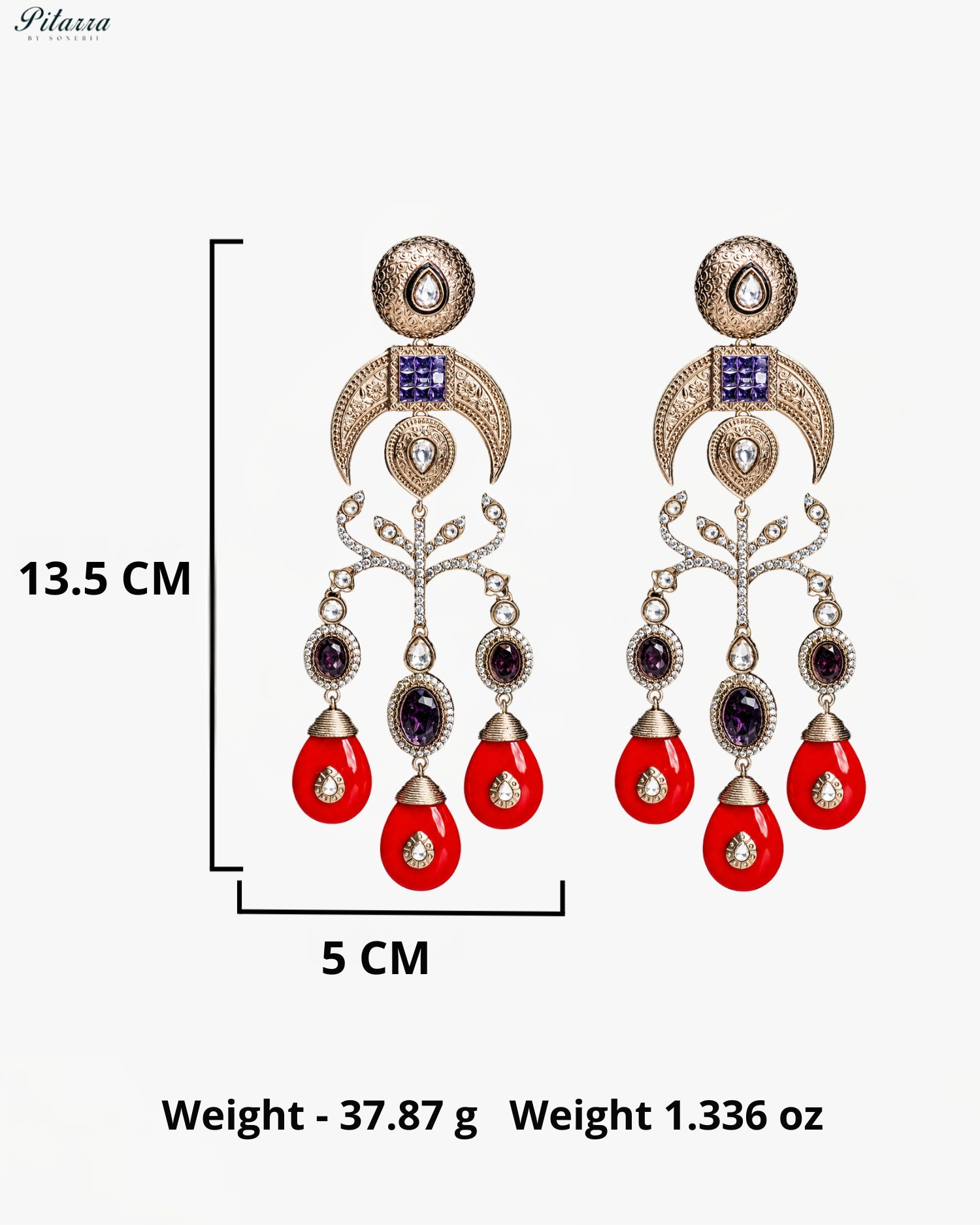 Ruby Red Crystal Statement Chandbali Earrings