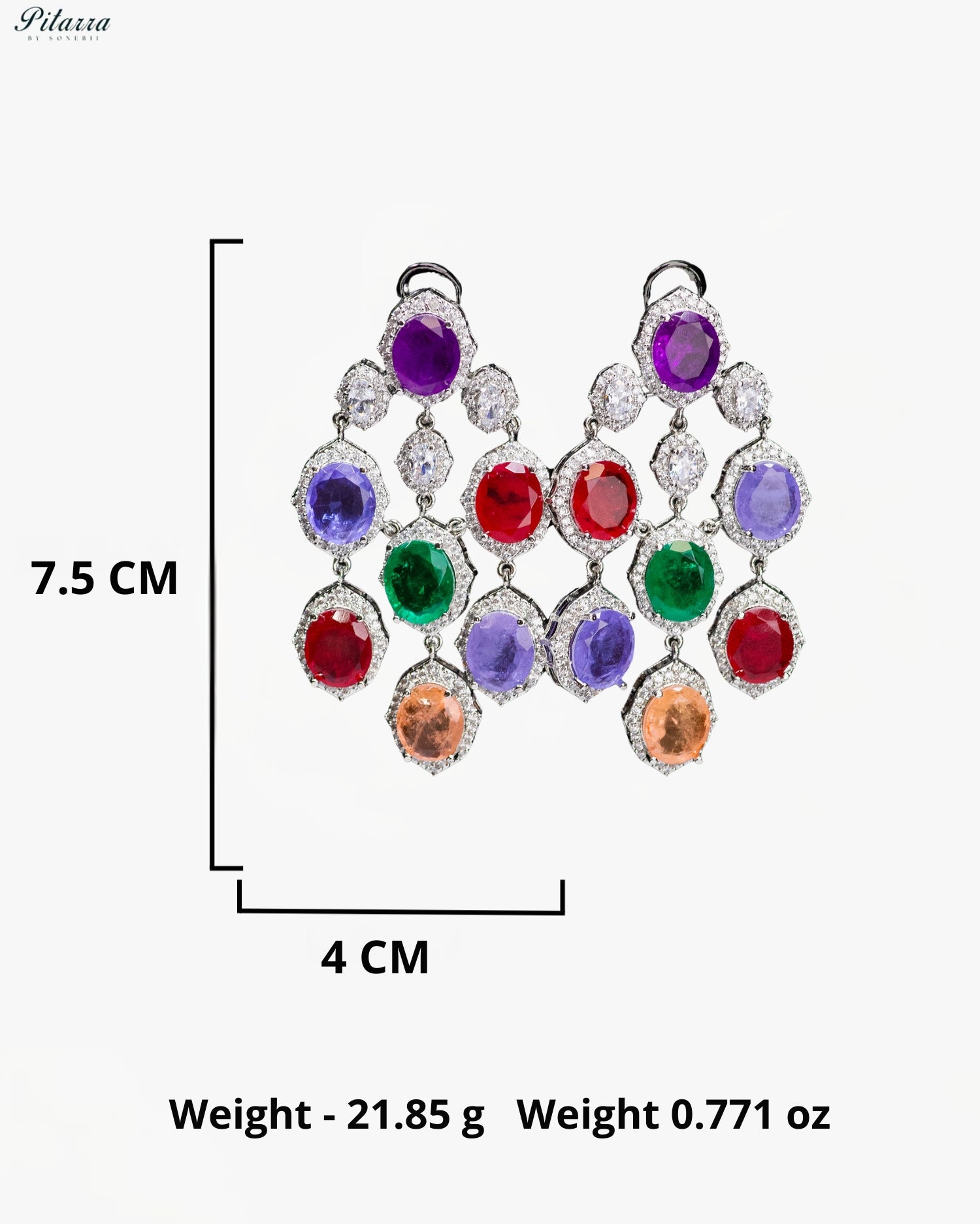 Purple Multicolor Crystal Dangler Earrings