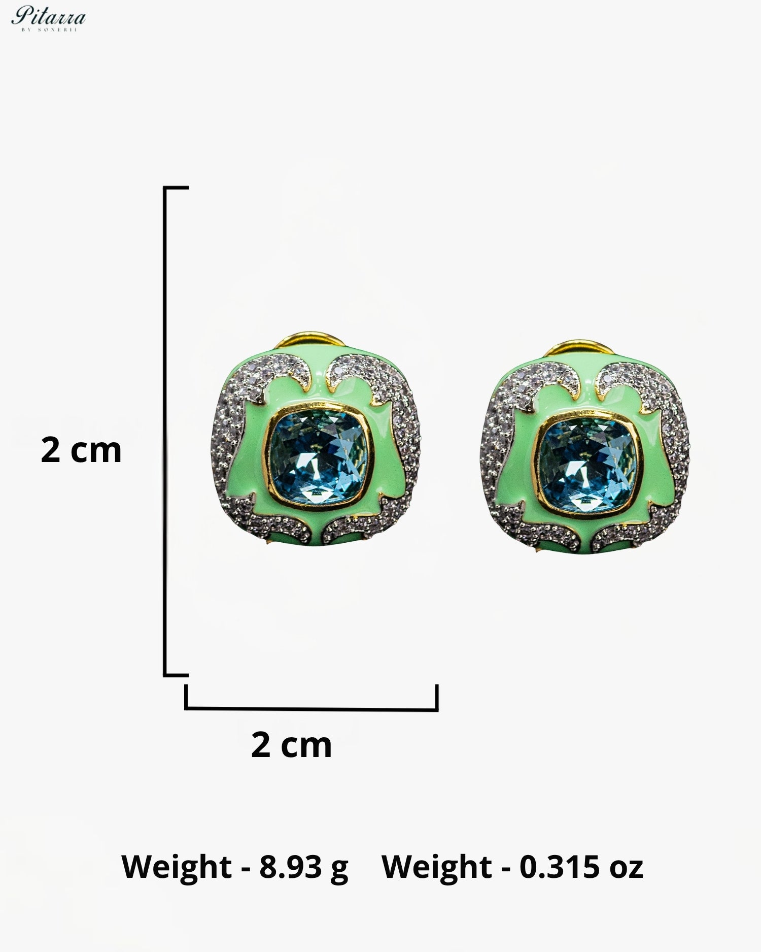 Mint Emerald Crystal Statement Earrings