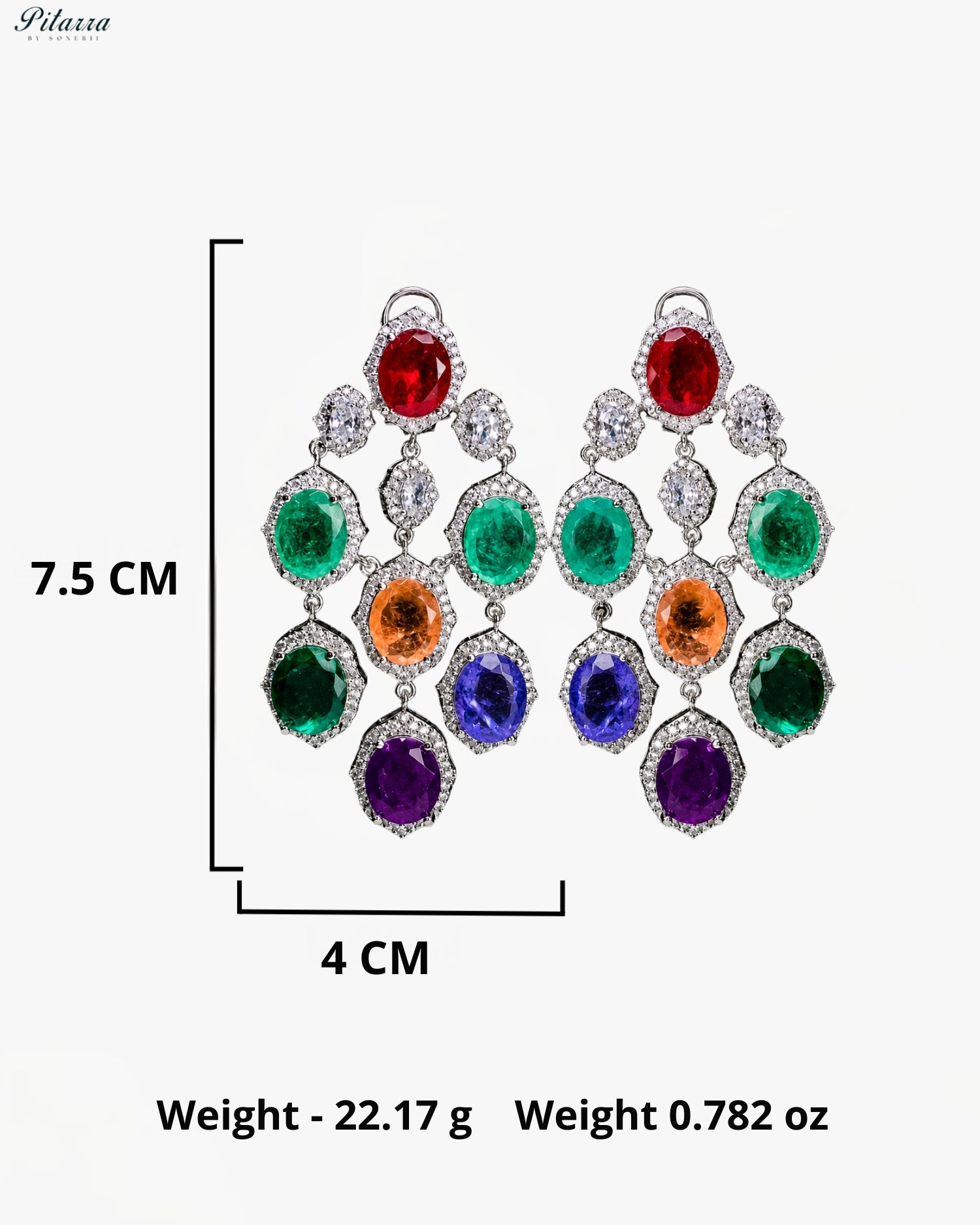 Red Multicolor Crystal Dangler Earrings
