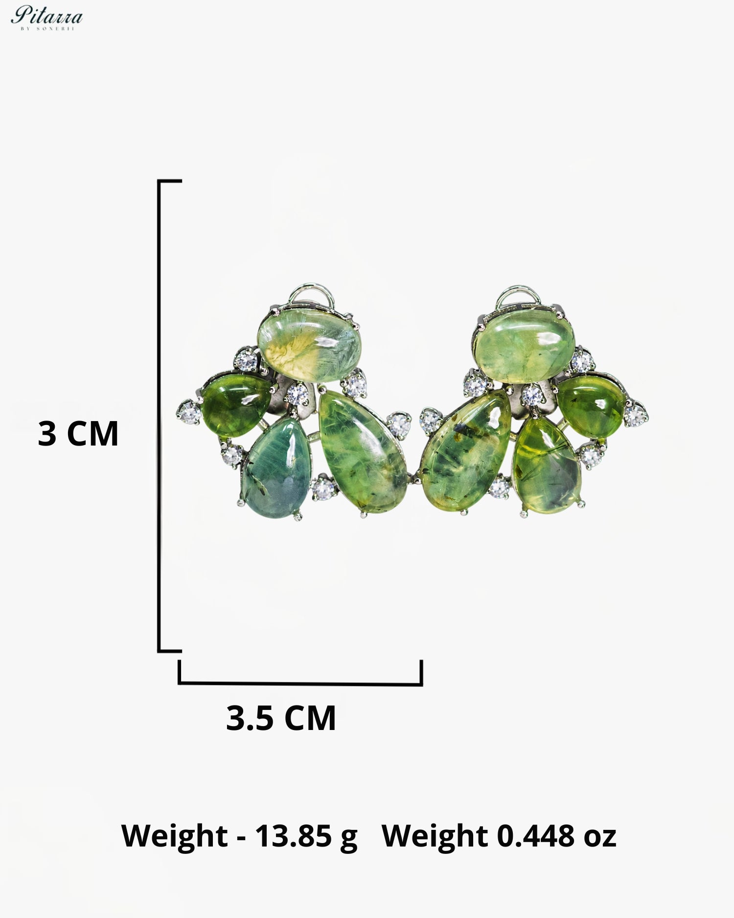 Green Crystal Floral Stud Earrings