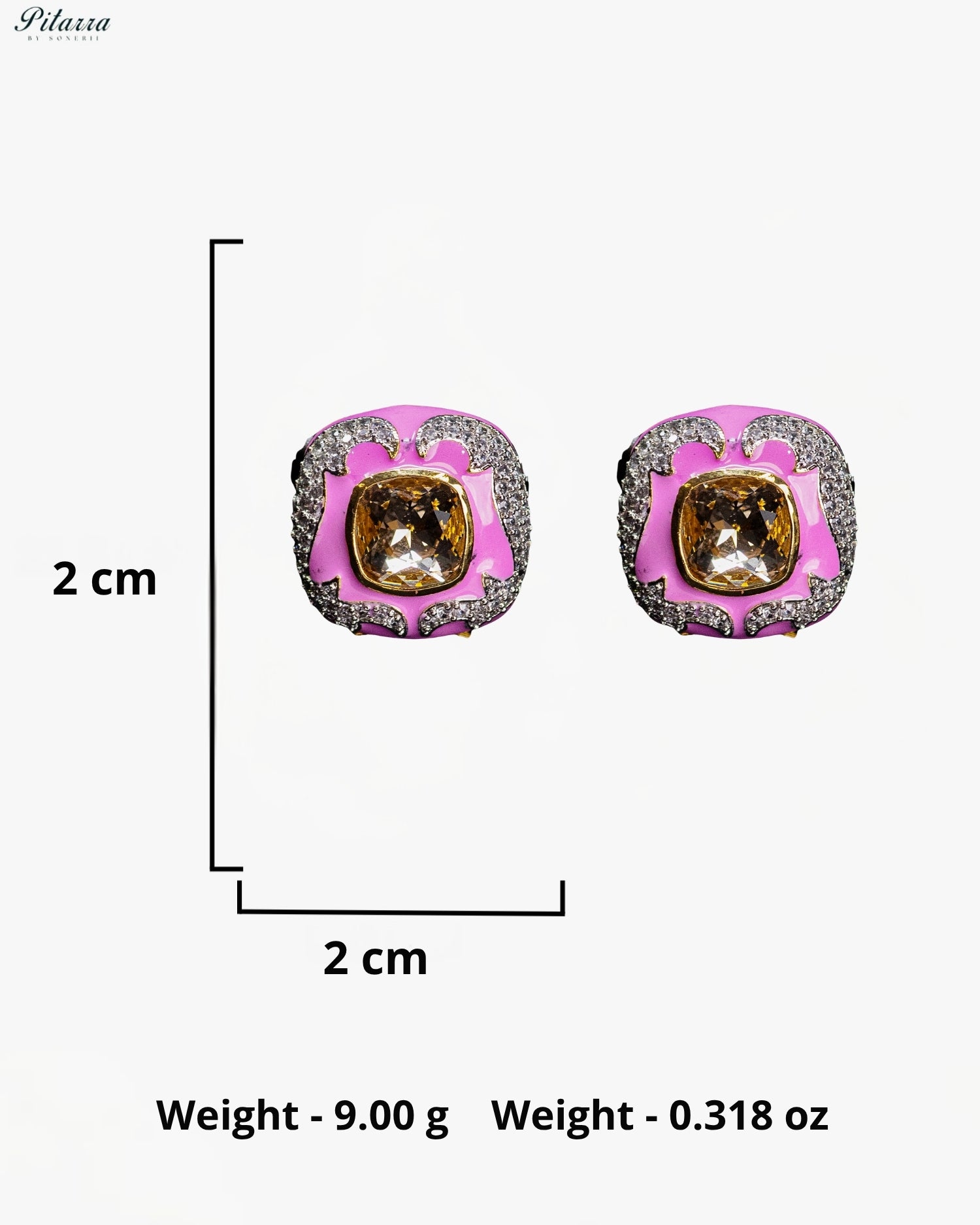 Pink Amber Crystal Statement Earrings