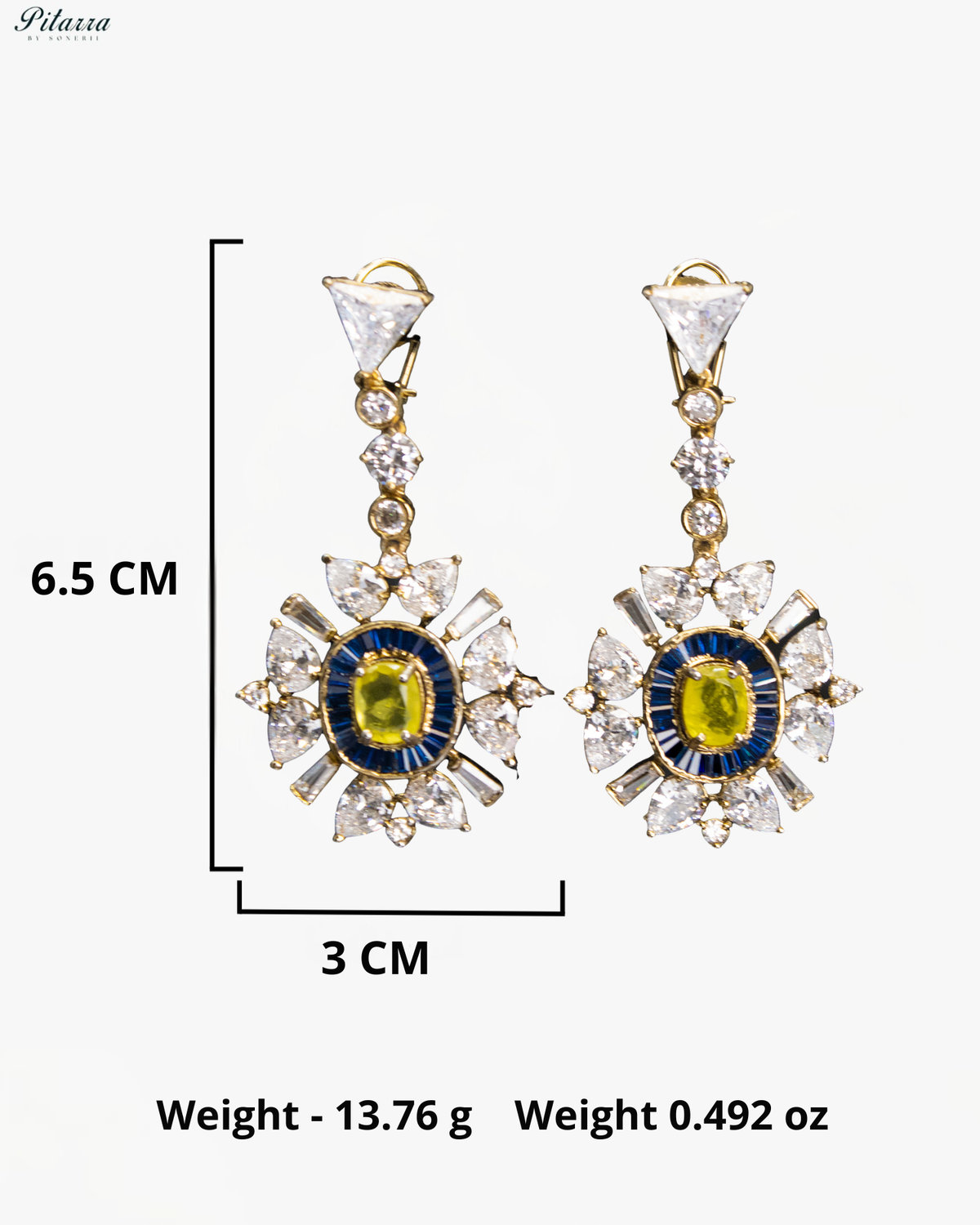 Lime Green Oval Kundan Sunburst Design Drop Earrings