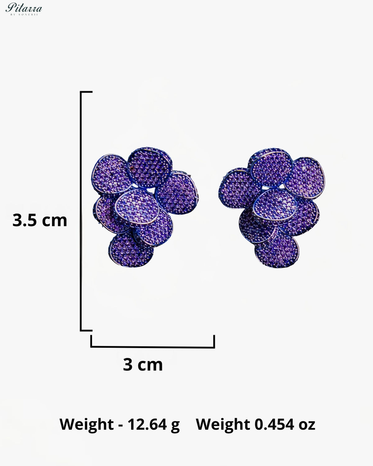 Amethyst Purple Crystal Floral Cluster Statement Stud Earrings