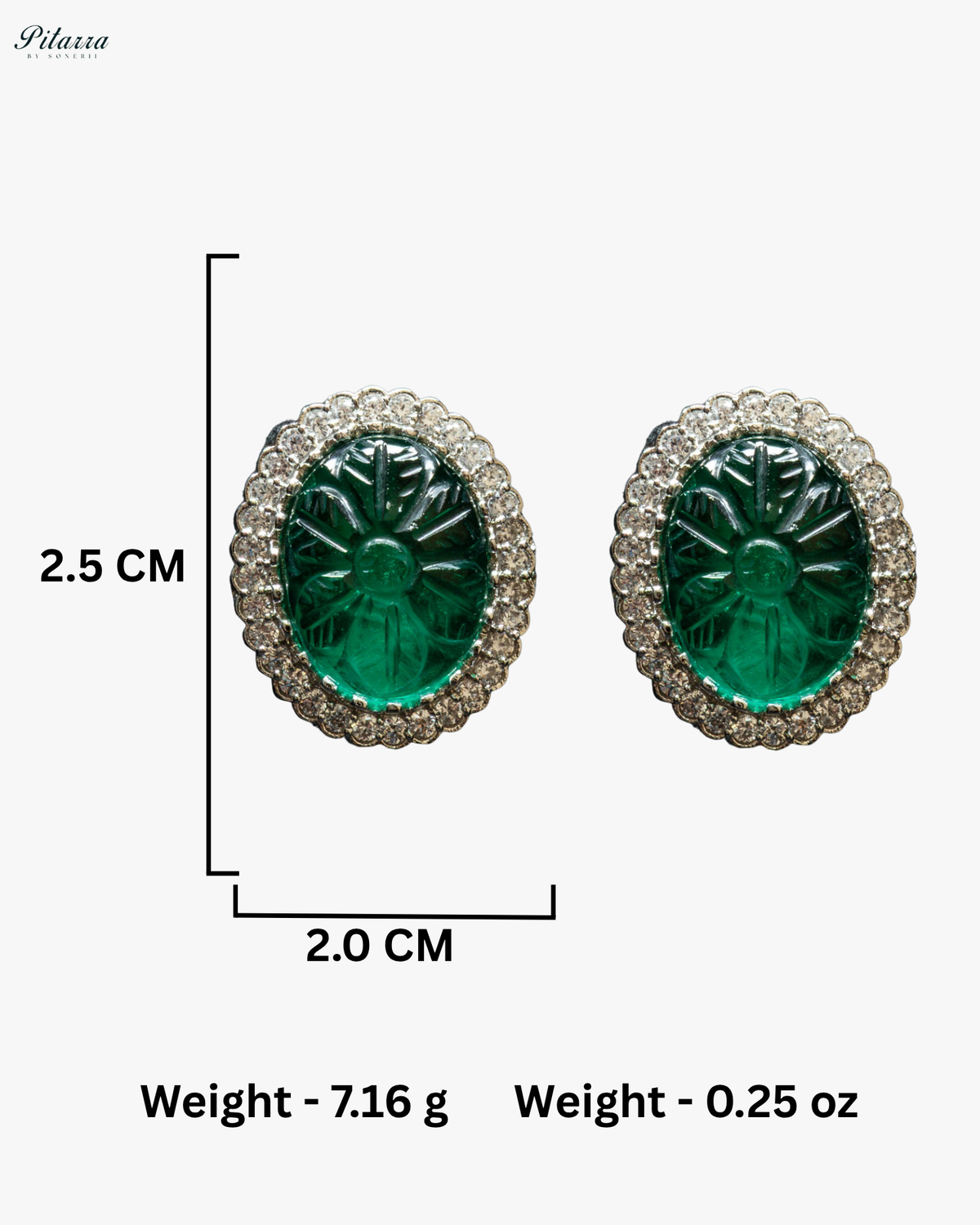 Emerald Stone CZ Silver Crystal Necklace Set