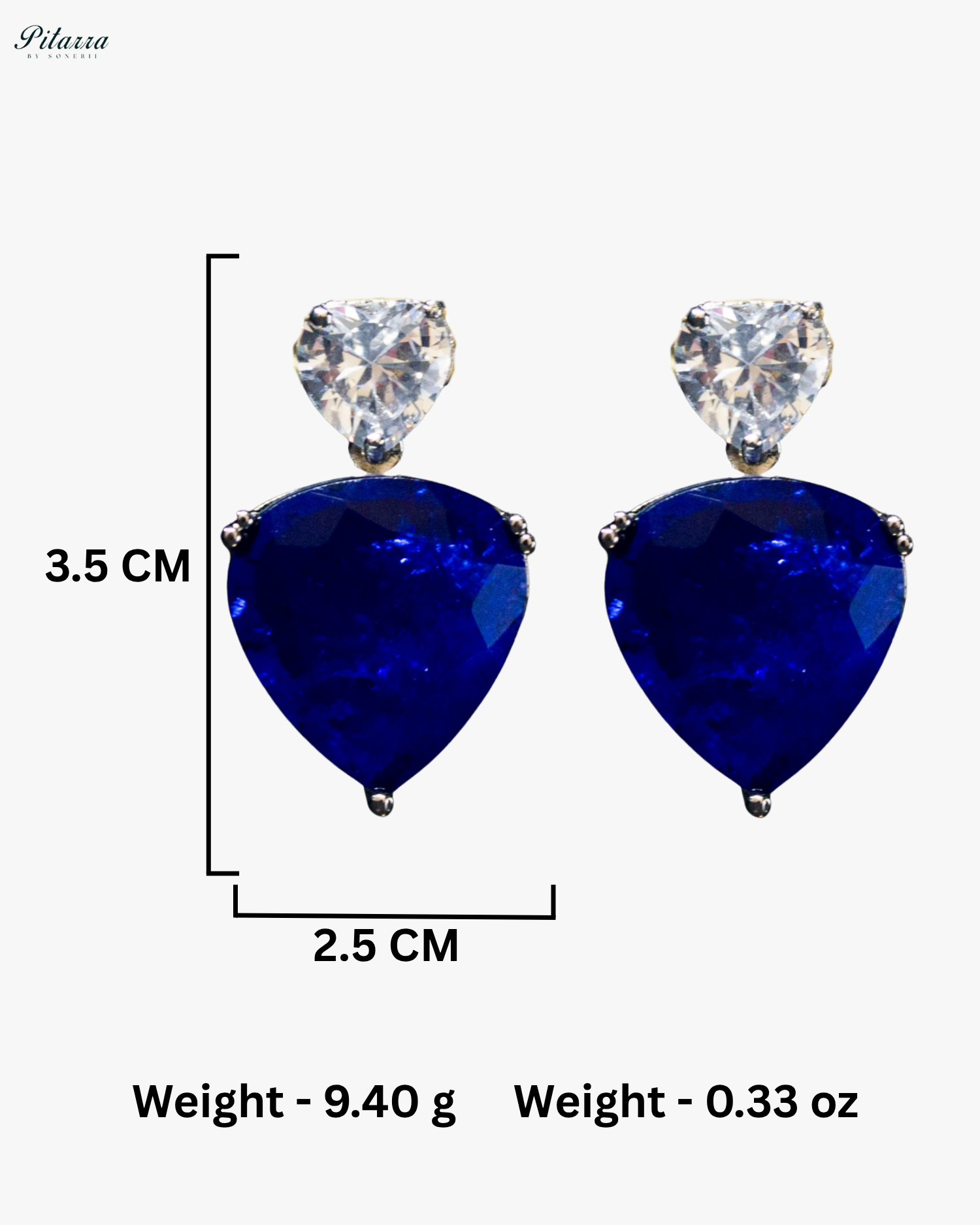 Blue Drop Stone Centred CZ Necklace Set