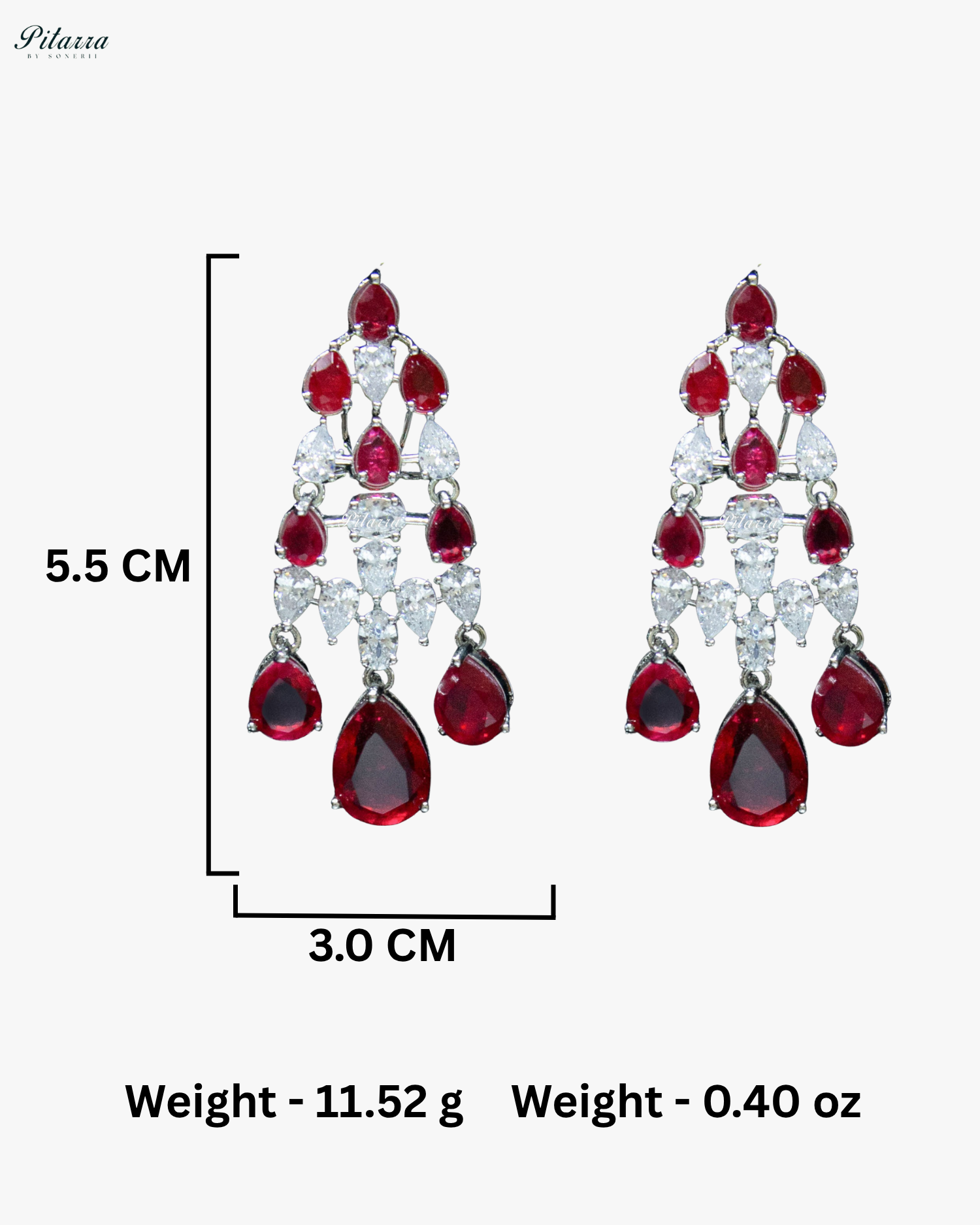 Five Layer Red CZ Stone Studded Crystal Necklace Set
