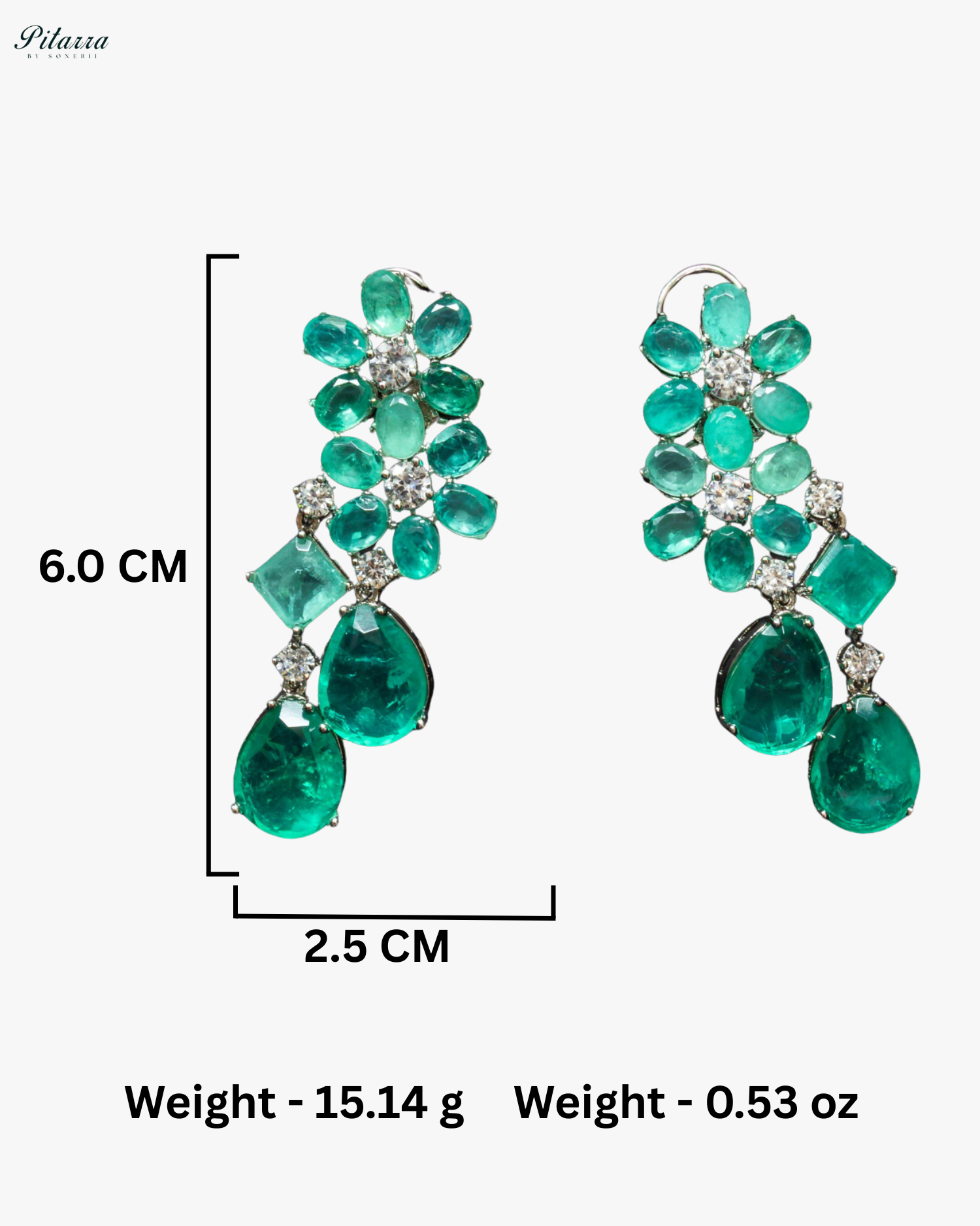 Silver Finish Mint color Crystal Dangler Earrings