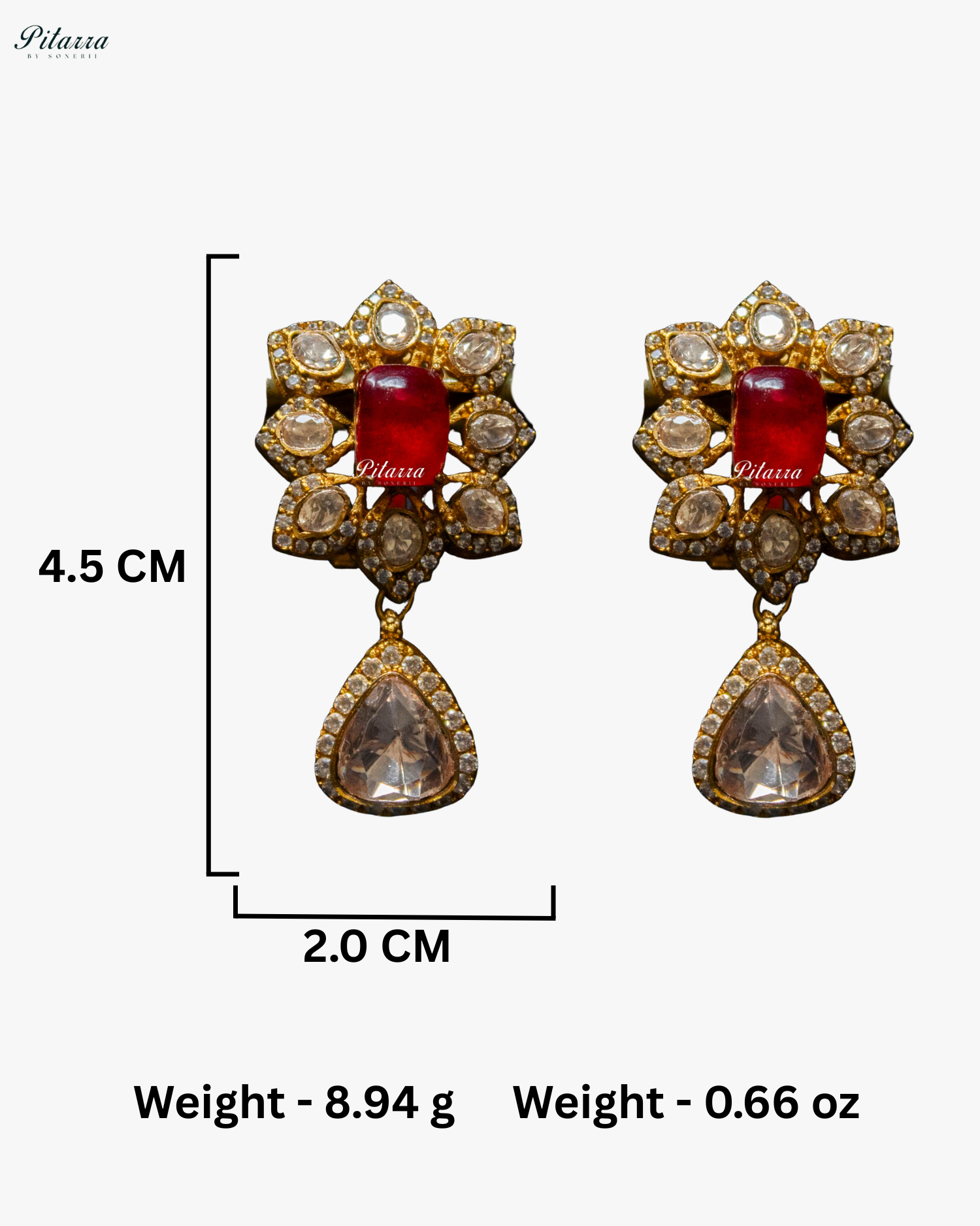 Red Square Stone Victorian Polki Kundan Necklace Set