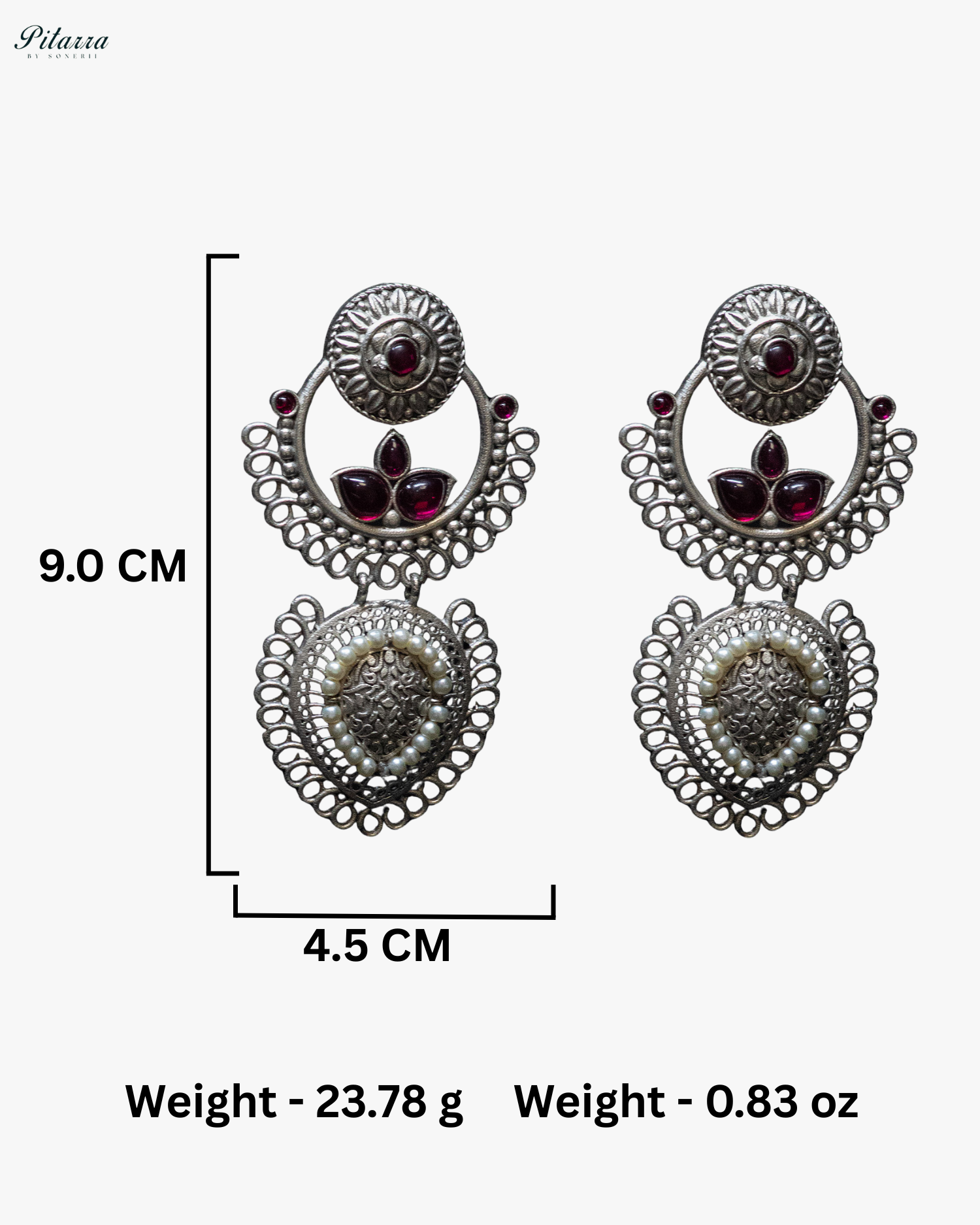 Pink Stone White Pearl Silver Look Alike Dangler Earrings