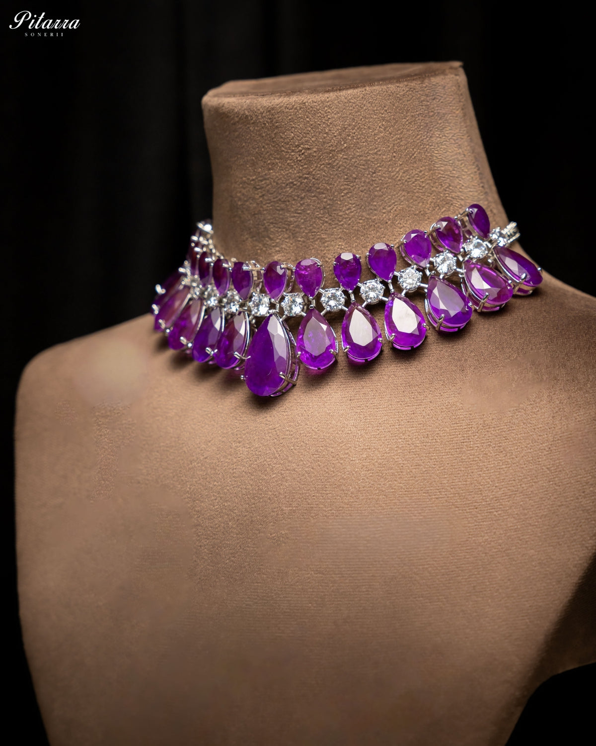 Amethyst Purple Crystal Statement Choker Necklace Set