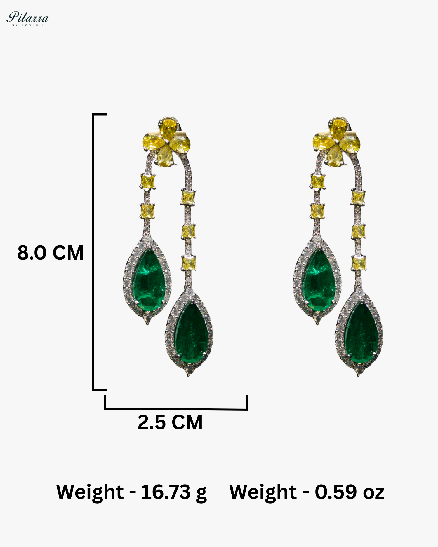 Pitarra Emerald and Yellow Dangler Earring