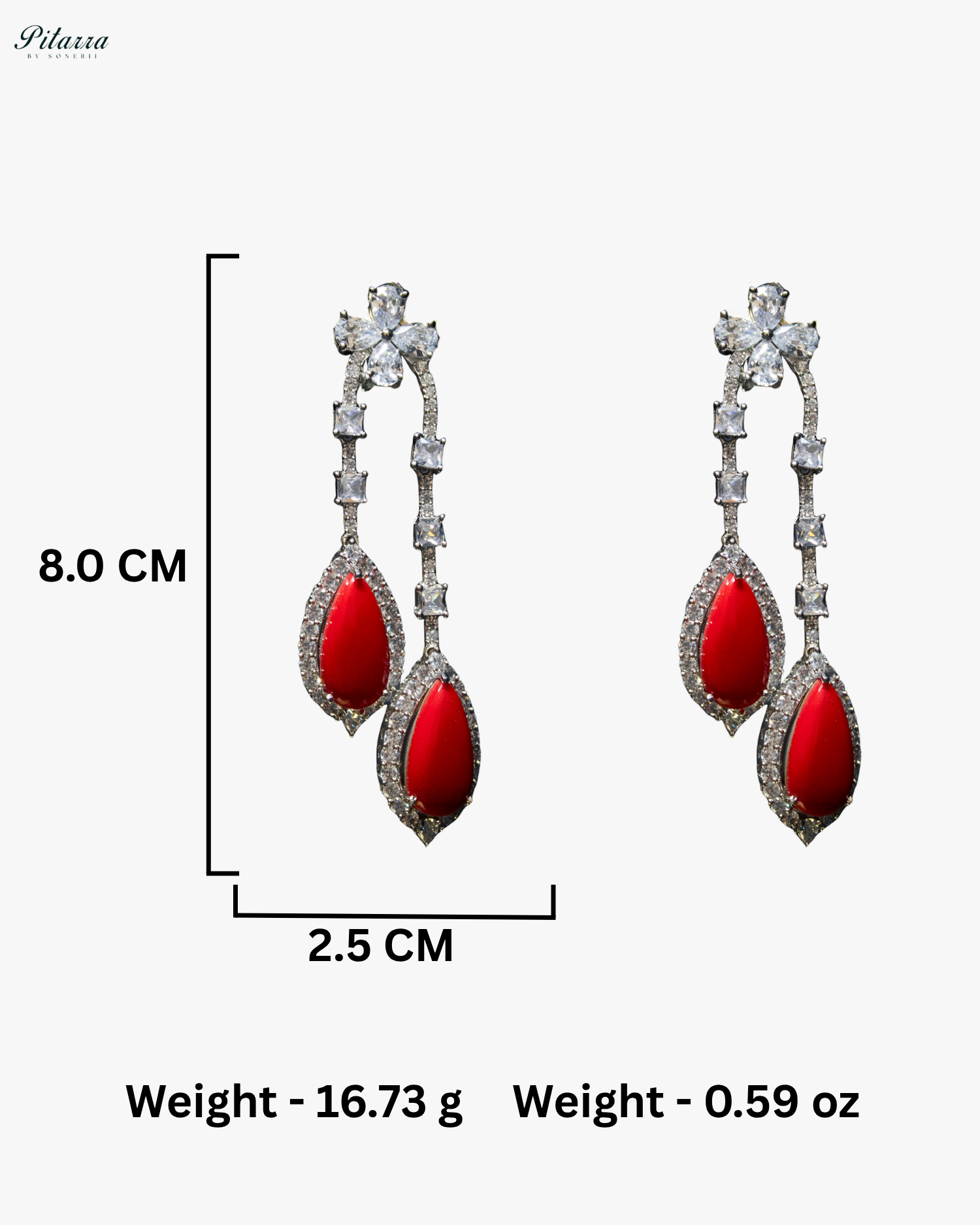 Pitarra Red and Silver Dangler Earrings