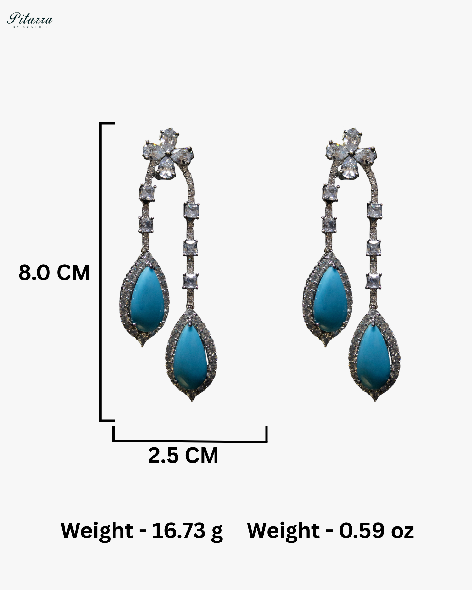 Pitarra Turquoise Blue and Silver Dangler Earrings
