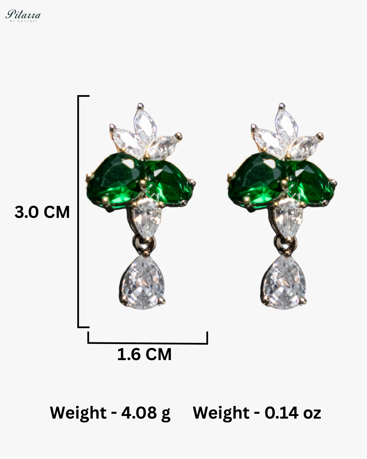 Green Rhodium Plated CZ Necklace Set