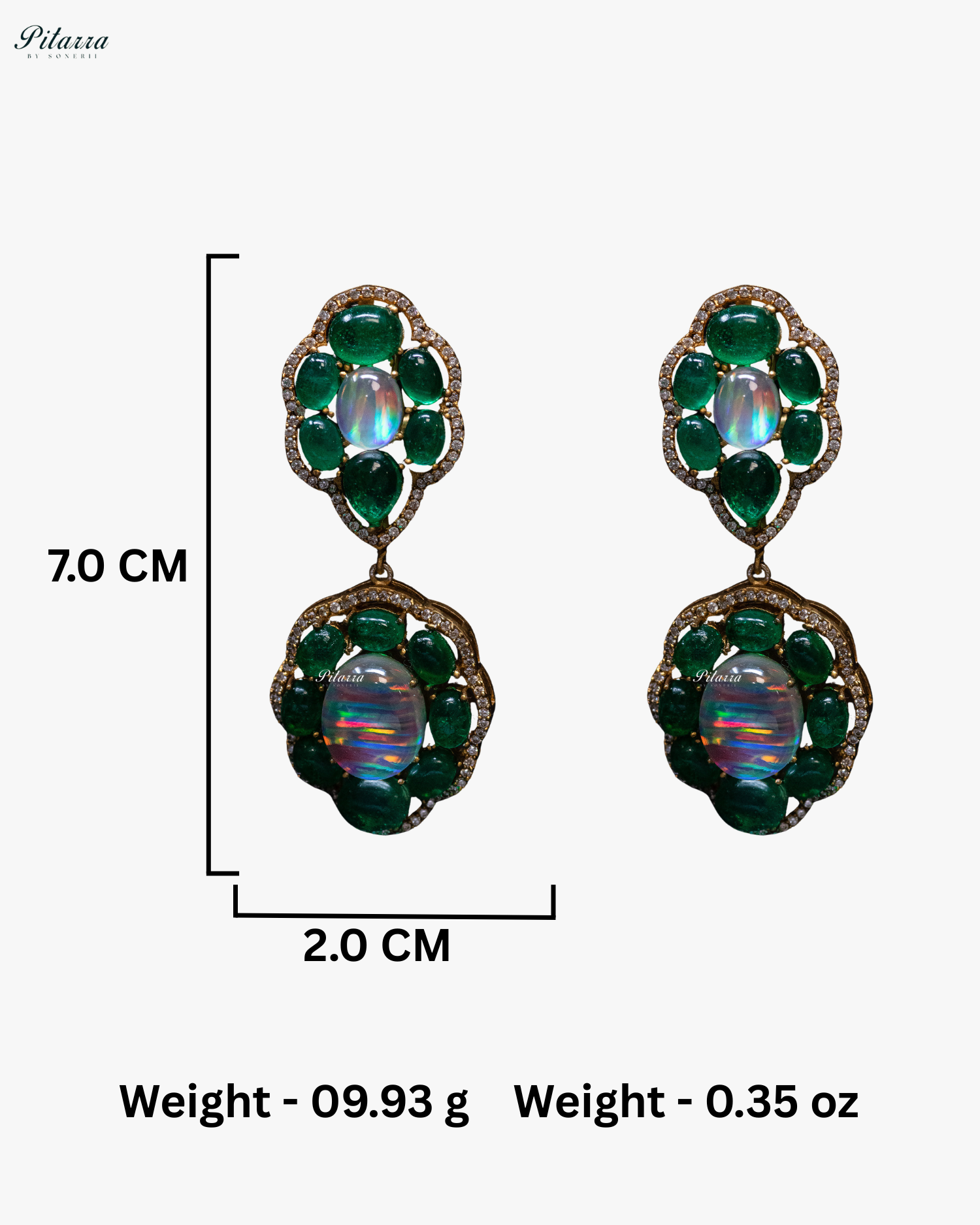 Emerald Opal Gold Finish Crystal Drop Earrings