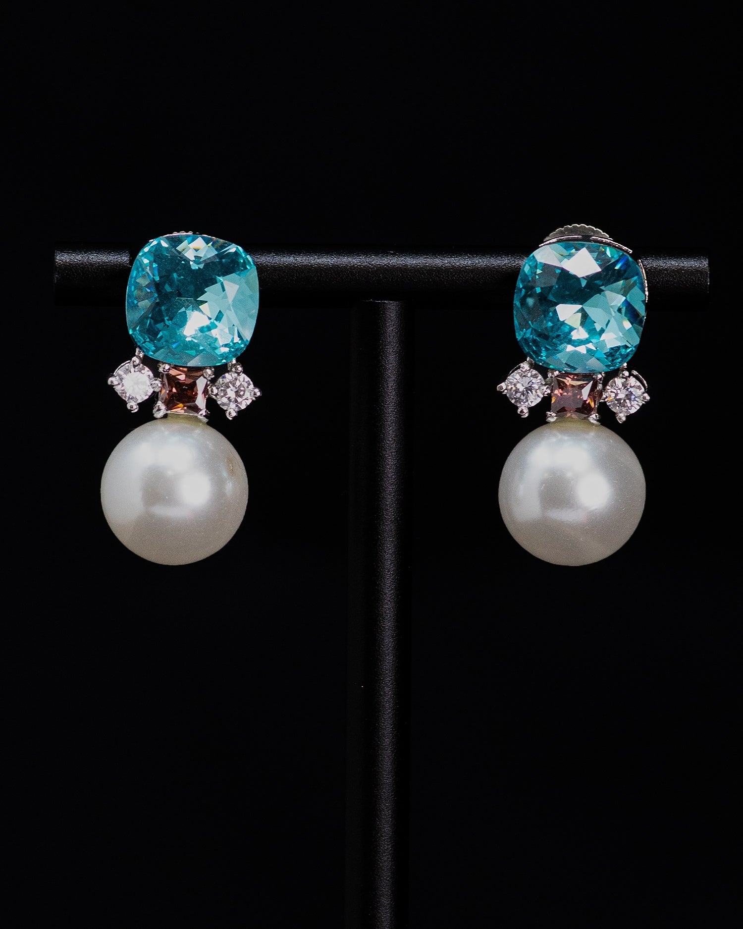 Turquoise Pearl Radiance Crystal Earrings
