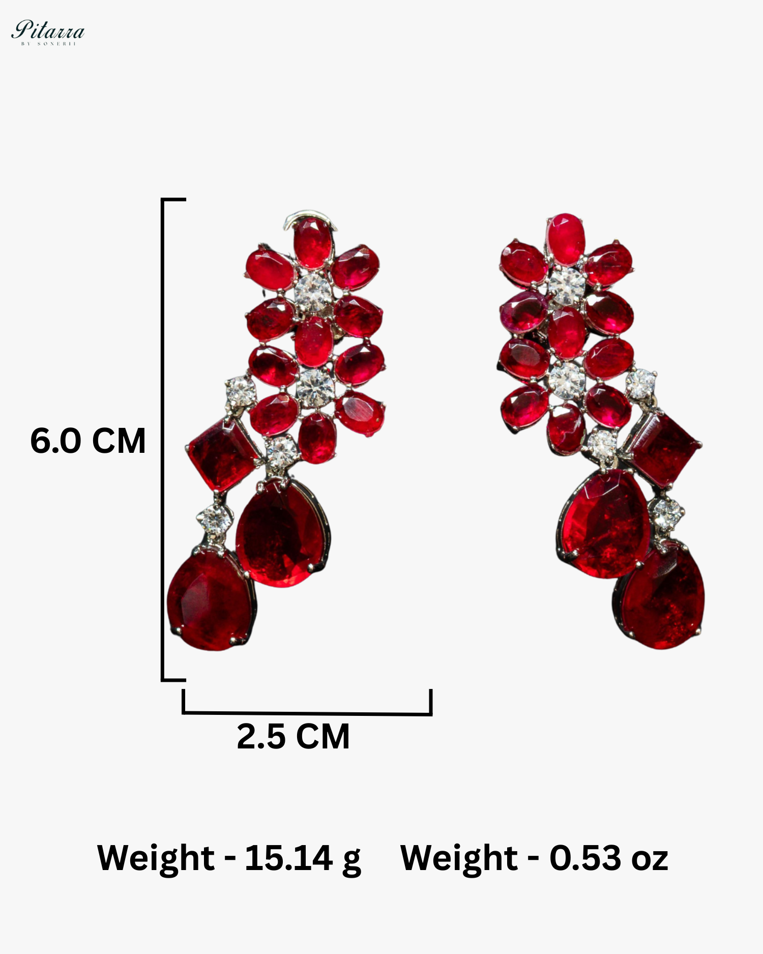 Silver Finish Red Crystal Dangler Earrings