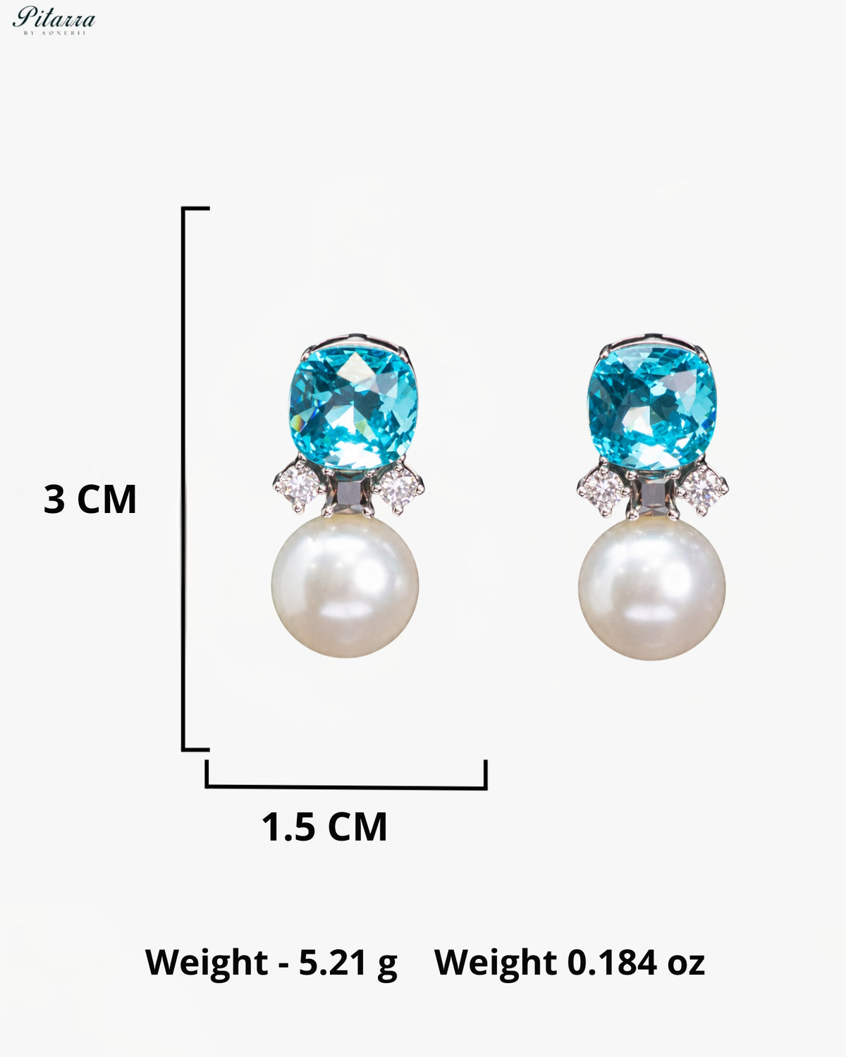 Aqua Blue Crystal Pearl Drop Earrings