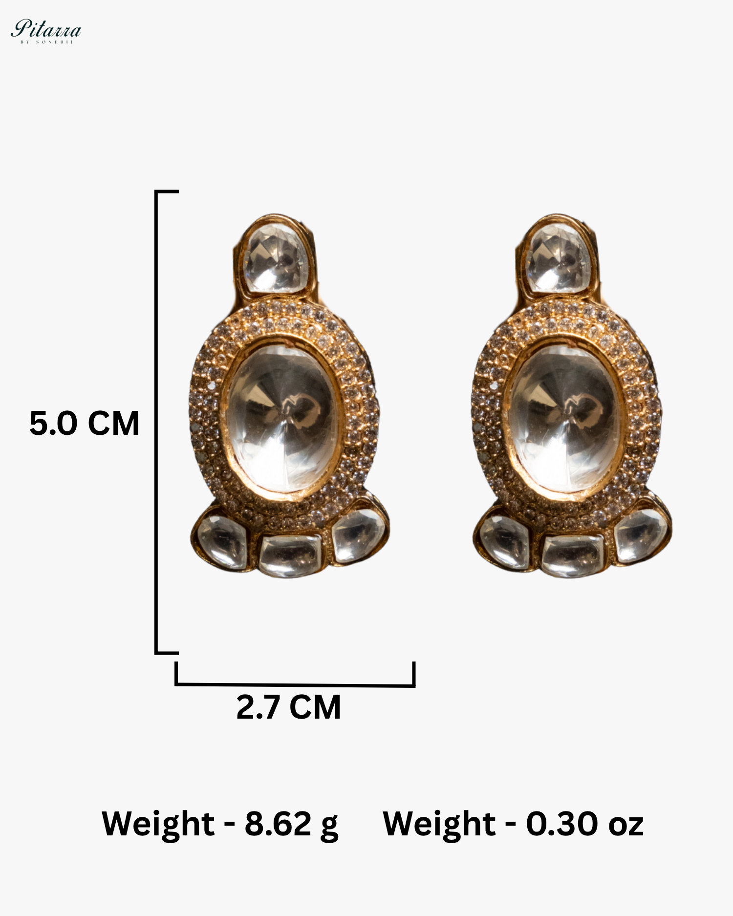Antique Finish Golden Crystal Stone Kundan Set