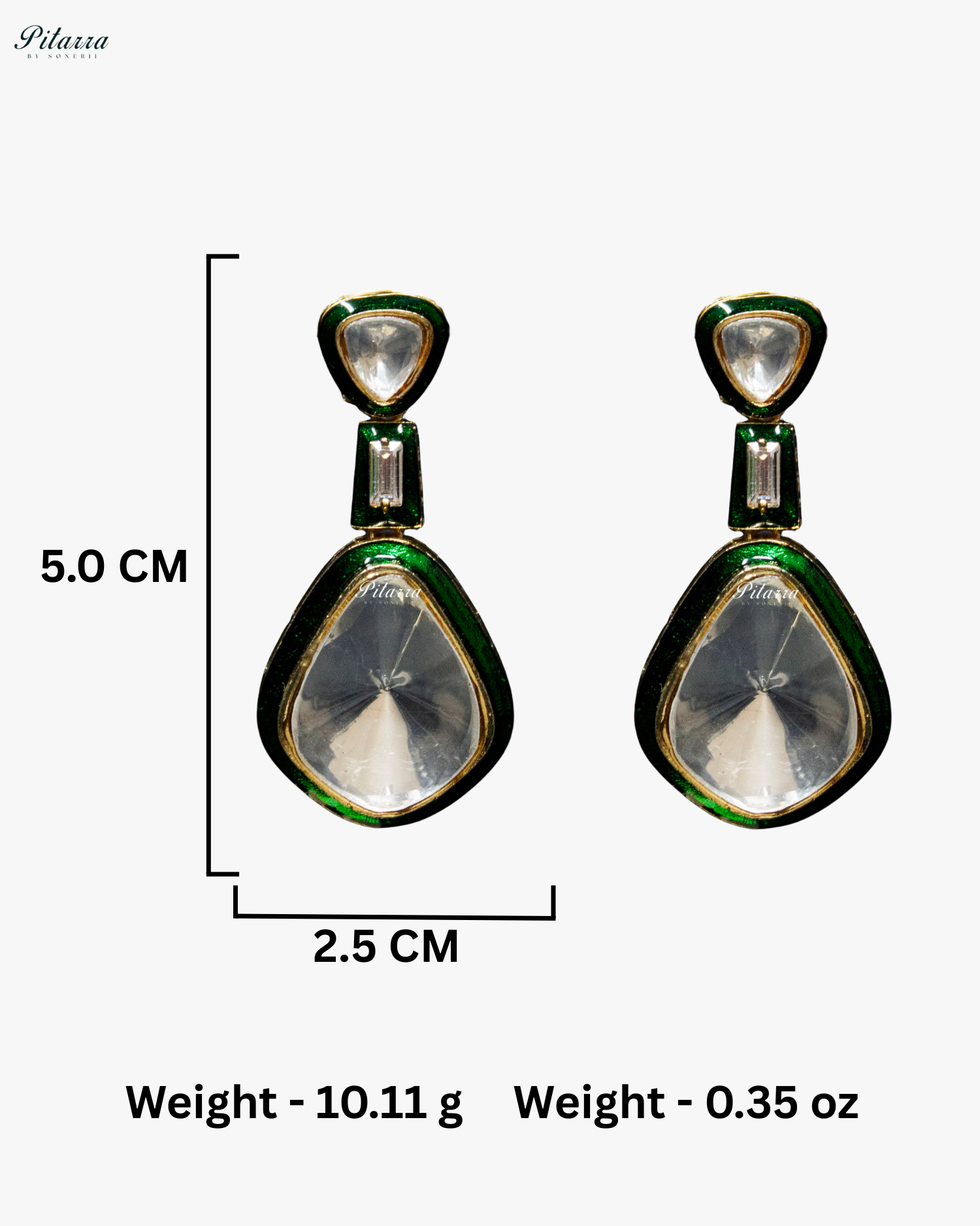 Emerald Kundan Meenakari Dangler Earrings