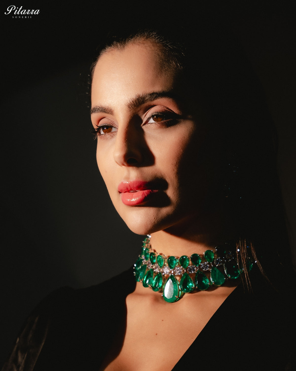 Emerald Green Crystal Statement Choker Necklace Set