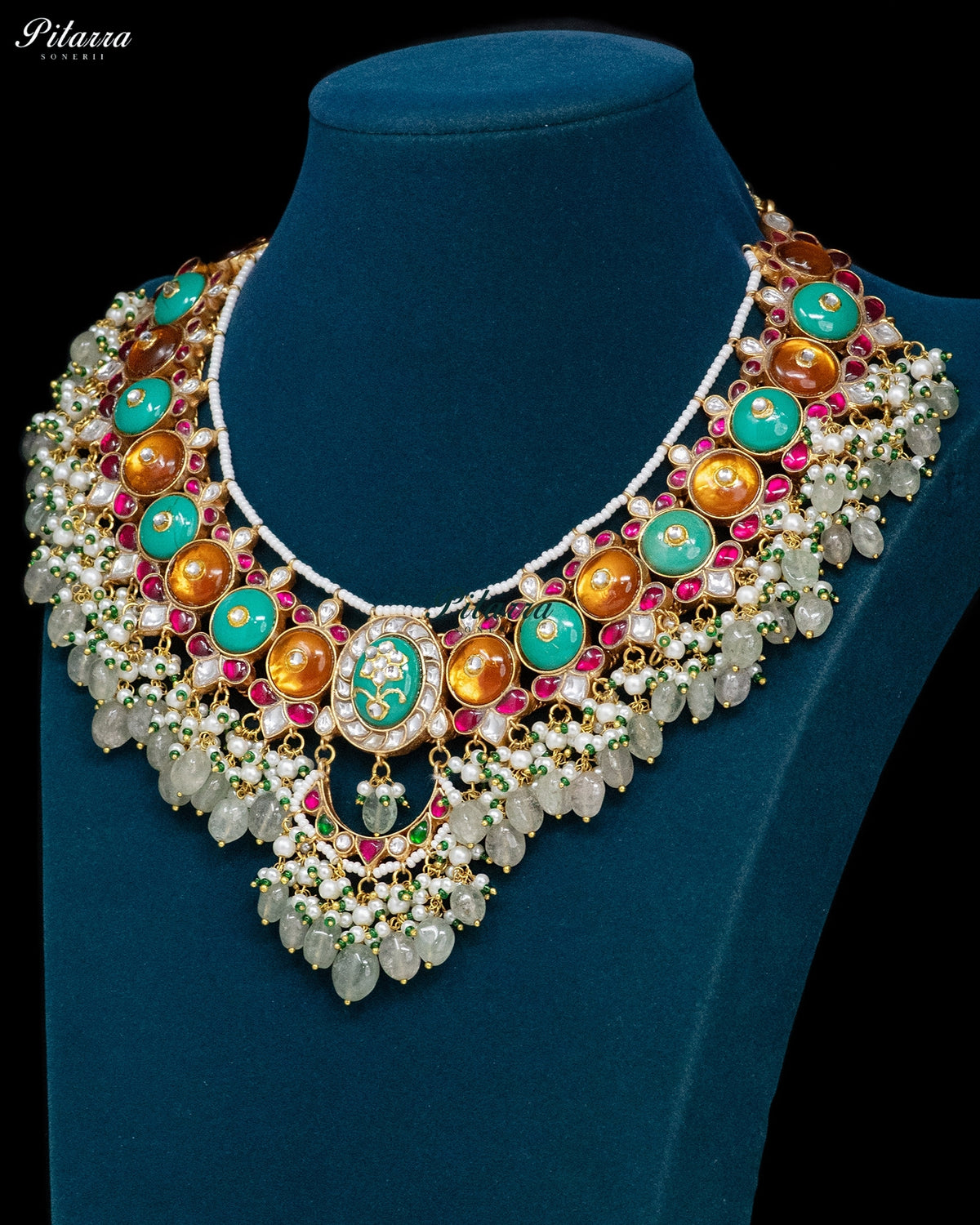 Multicolor Pearl Kundan Necklace Set