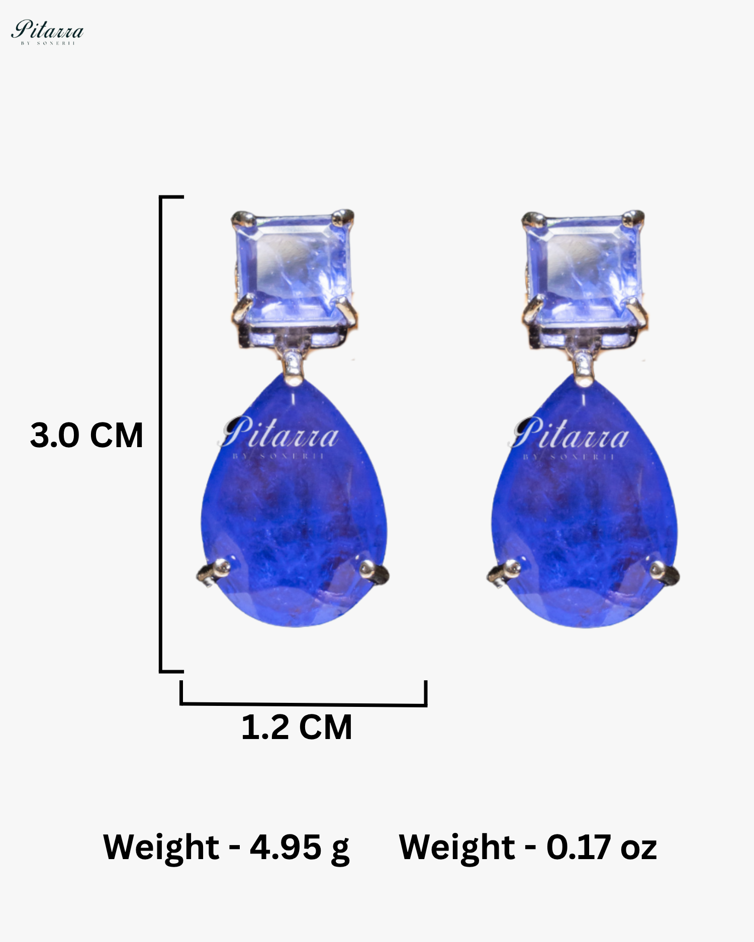 Blue Square and Drop Crystal Necklace Set