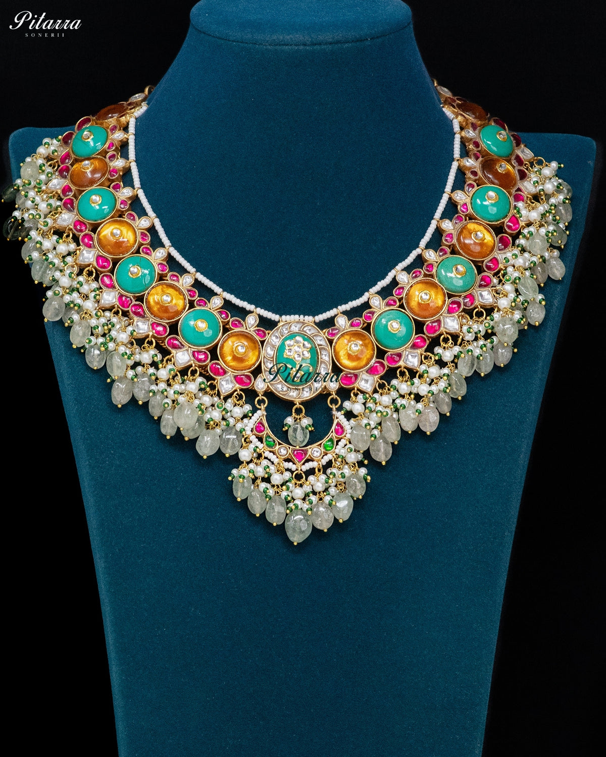 Multicolor Pearl Kundan Necklace Set