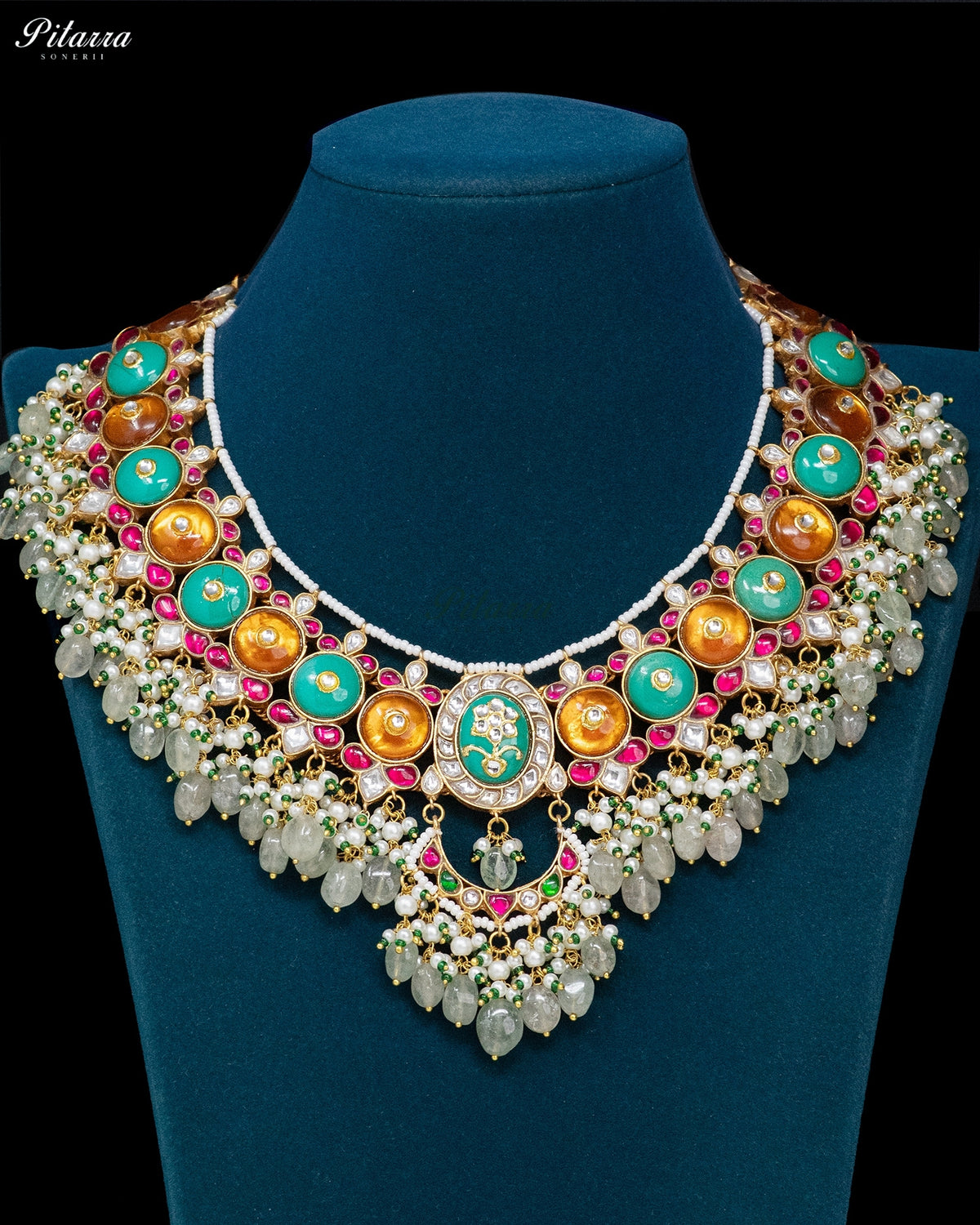 Multicolor Pearl Kundan Necklace Set