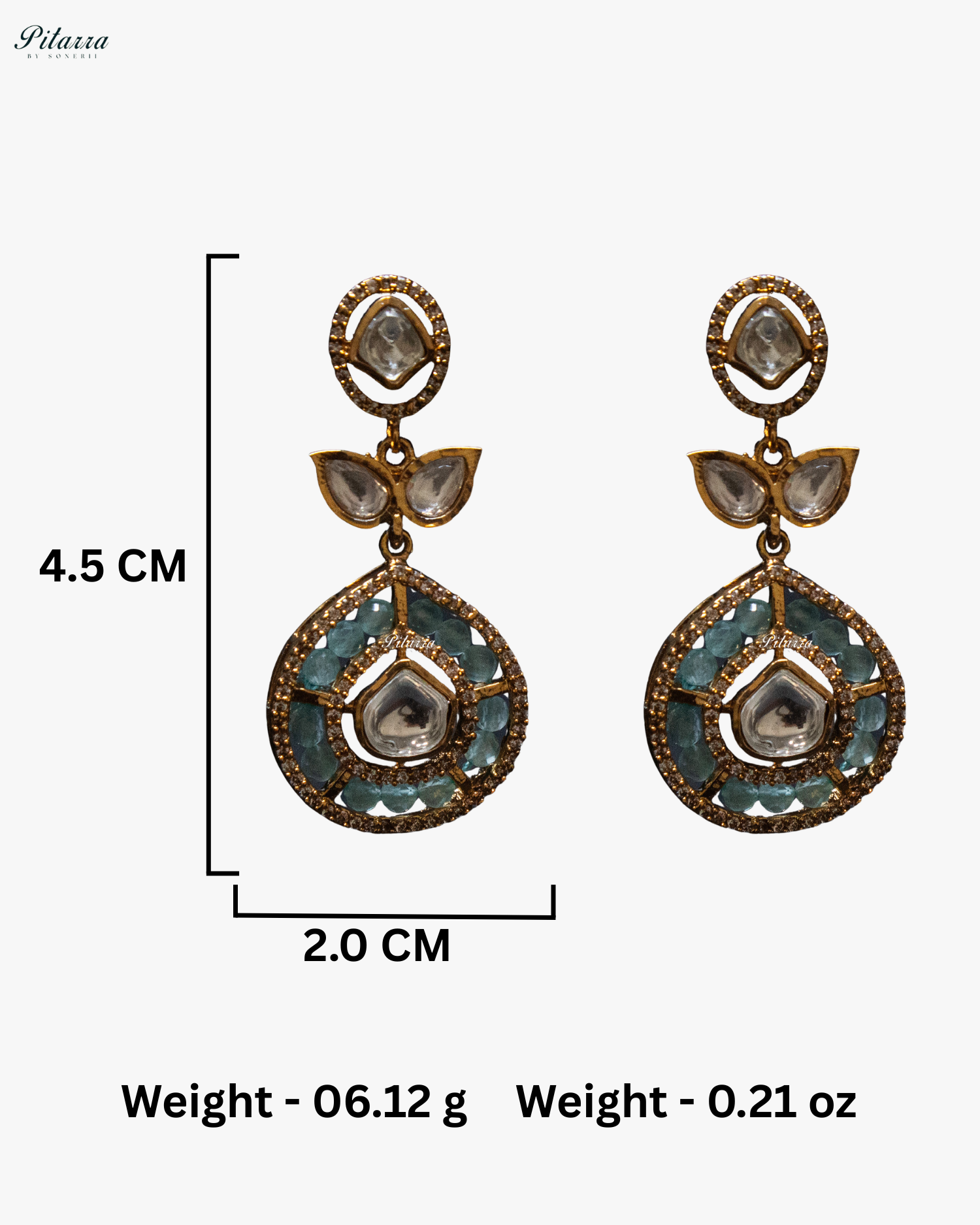 Sky Blue Crystals Teardrop Gold Plated Kundan Necklace Set