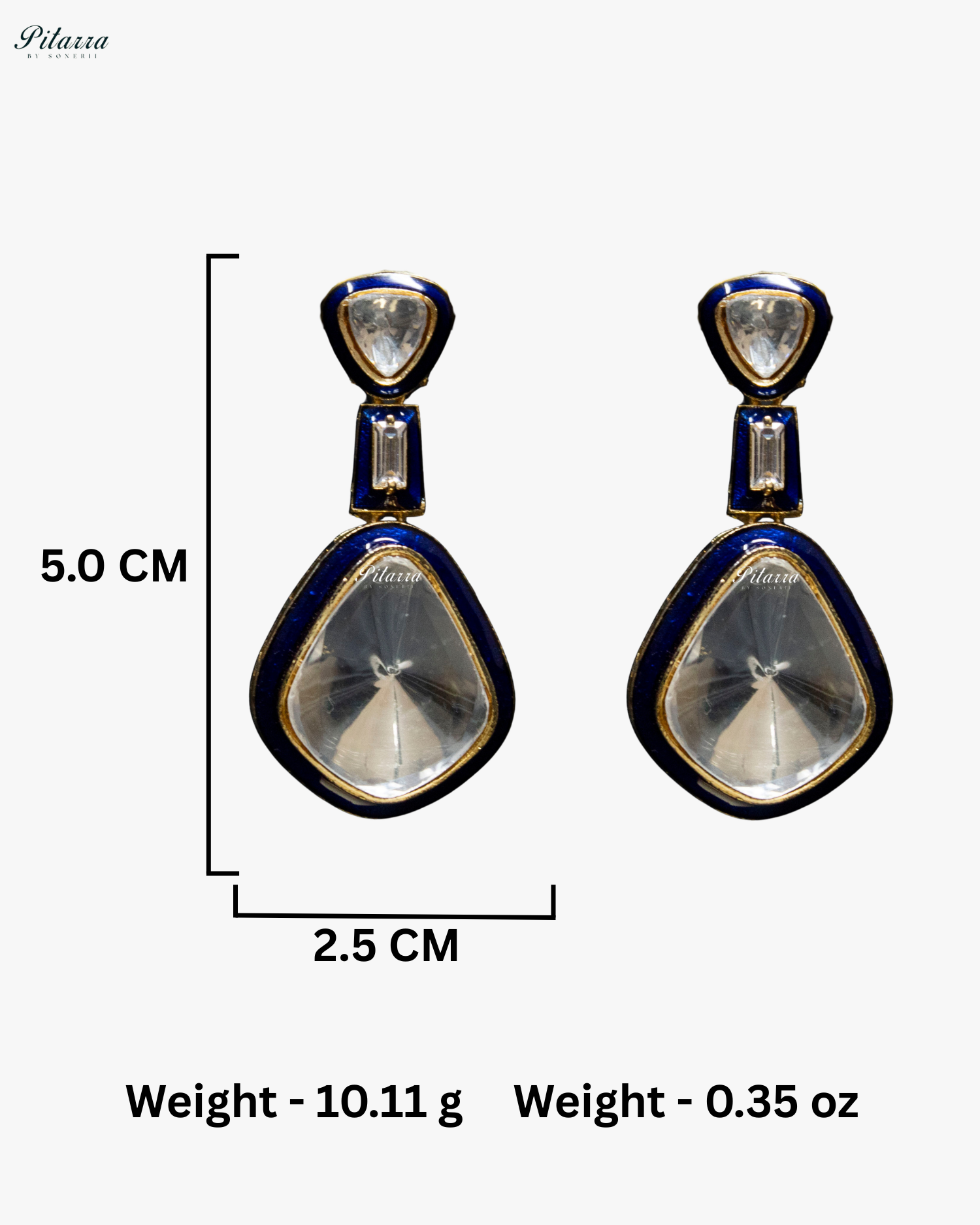 Blue Kundan Meenakari Dangler Earrings