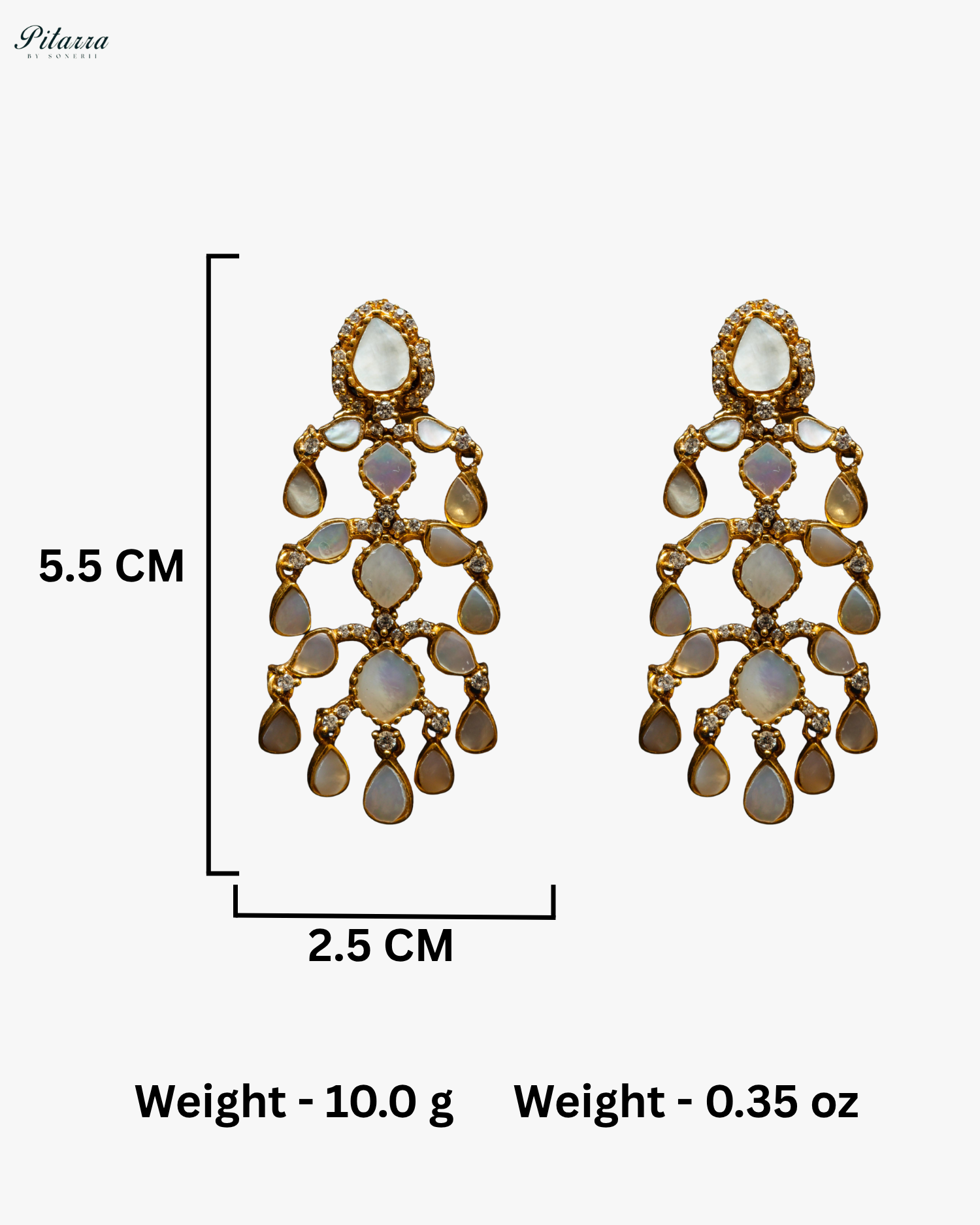 Pitarra Gold Finish Traditional Kundan Dangler Earrings