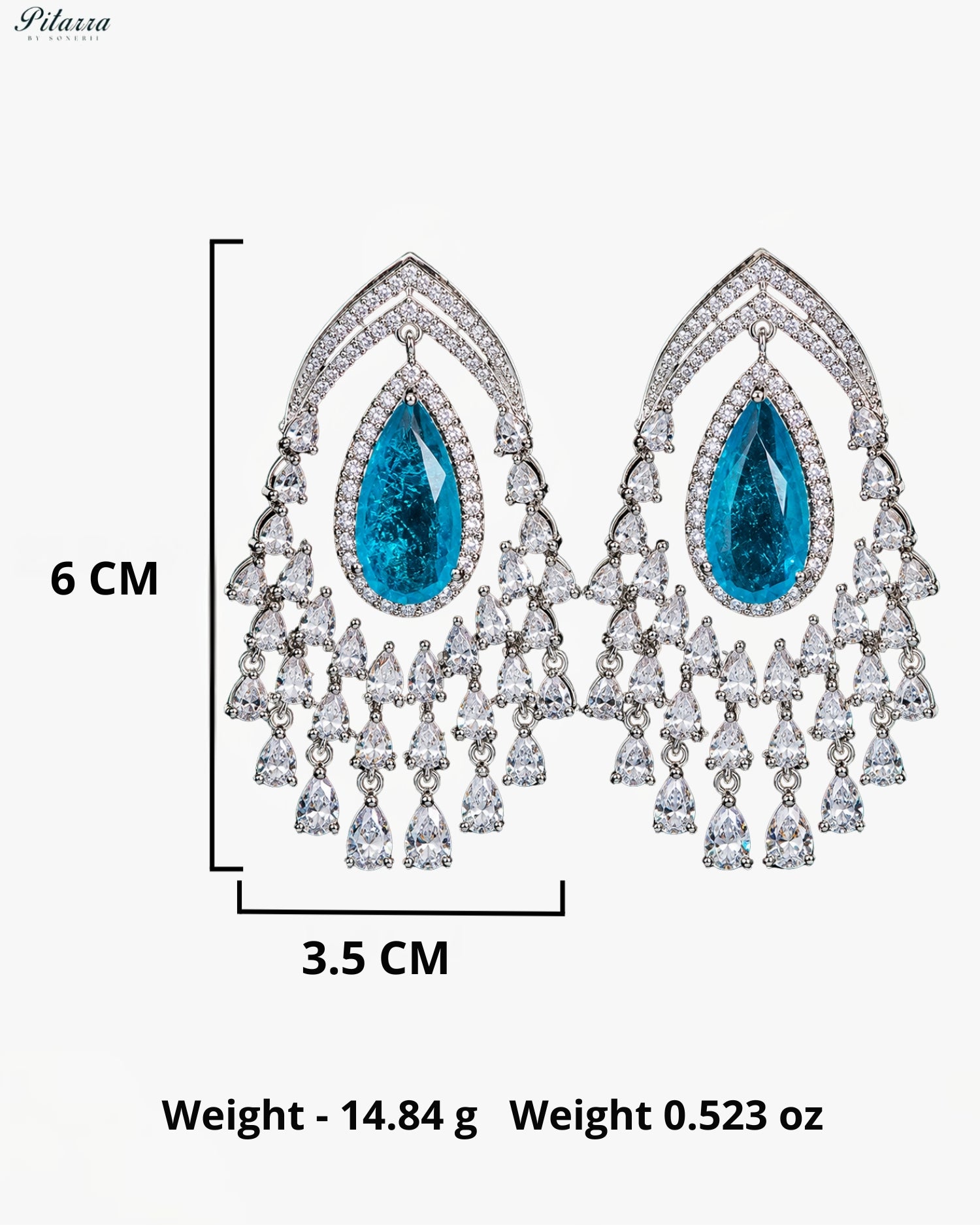 Aqua Blue Crystal Chandelier Drop Earrings