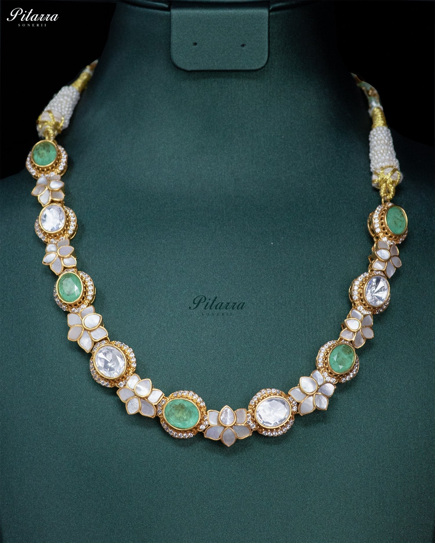 Emerald Bloom Kundan Necklace Set