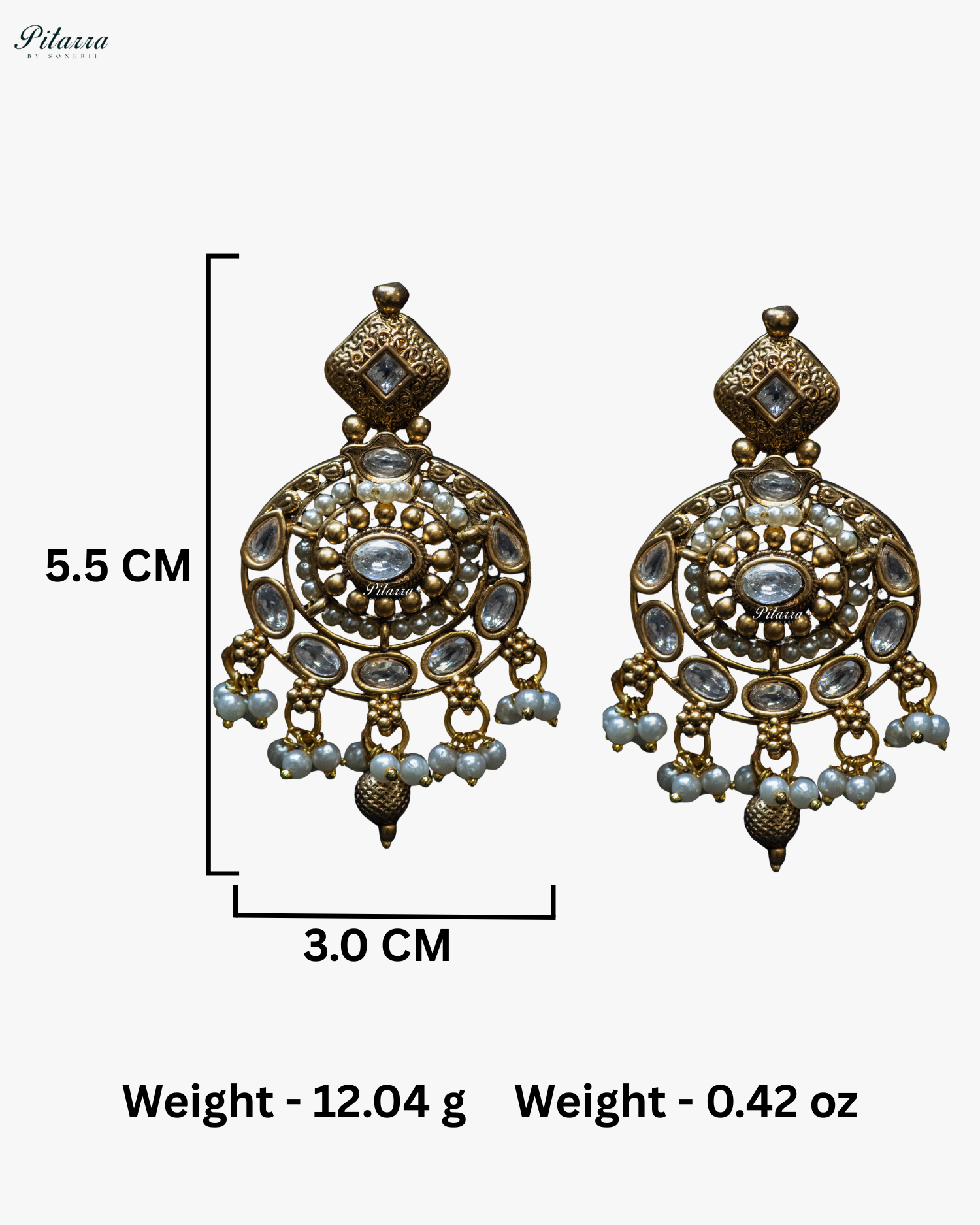 White Stone Gold Finish Two Layer Kundan Necklace Set