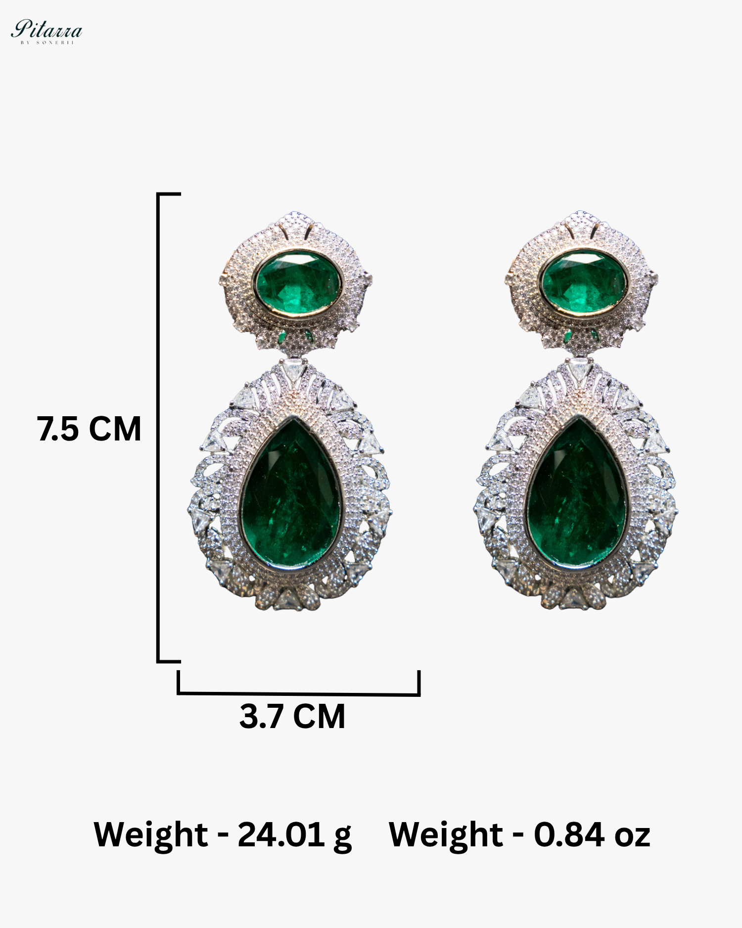 Pitarra Green Doublet Statement Earrings