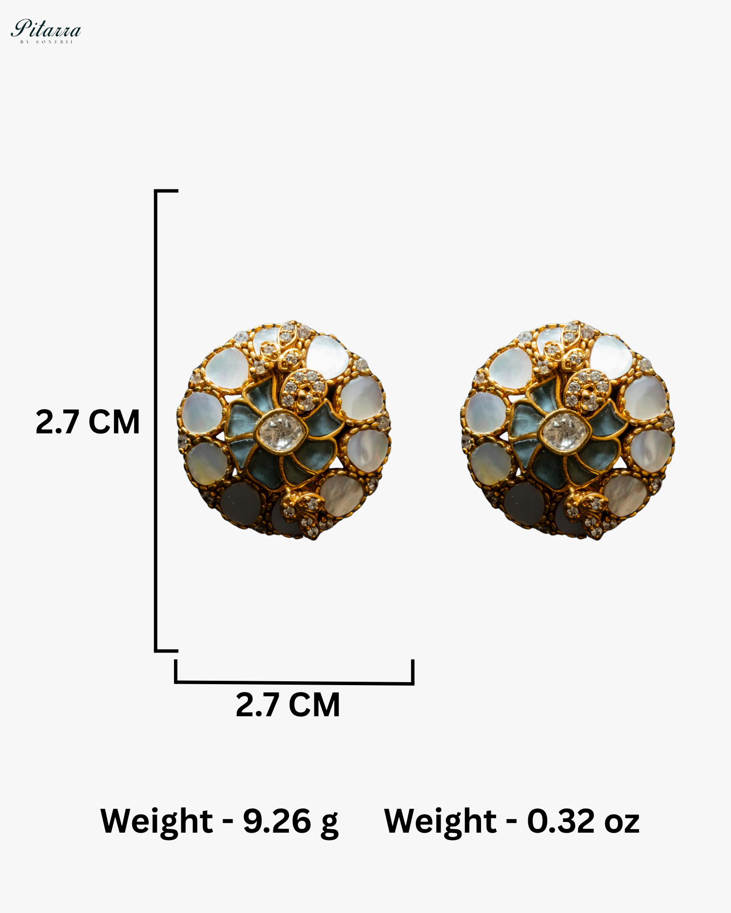 Blue Elegant Gold-Plated Kundan Stud Earrings