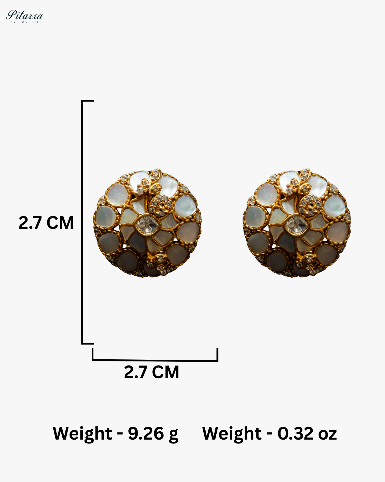 White Elegant Gold-Plated Kundan Stud Earrings