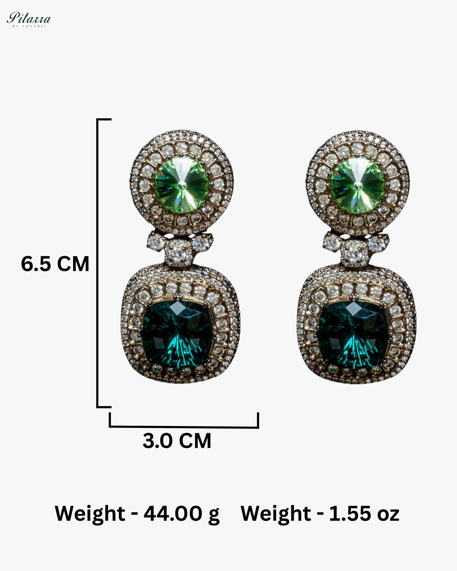 Long Green Stone Cubic Zirconia Necklace Set