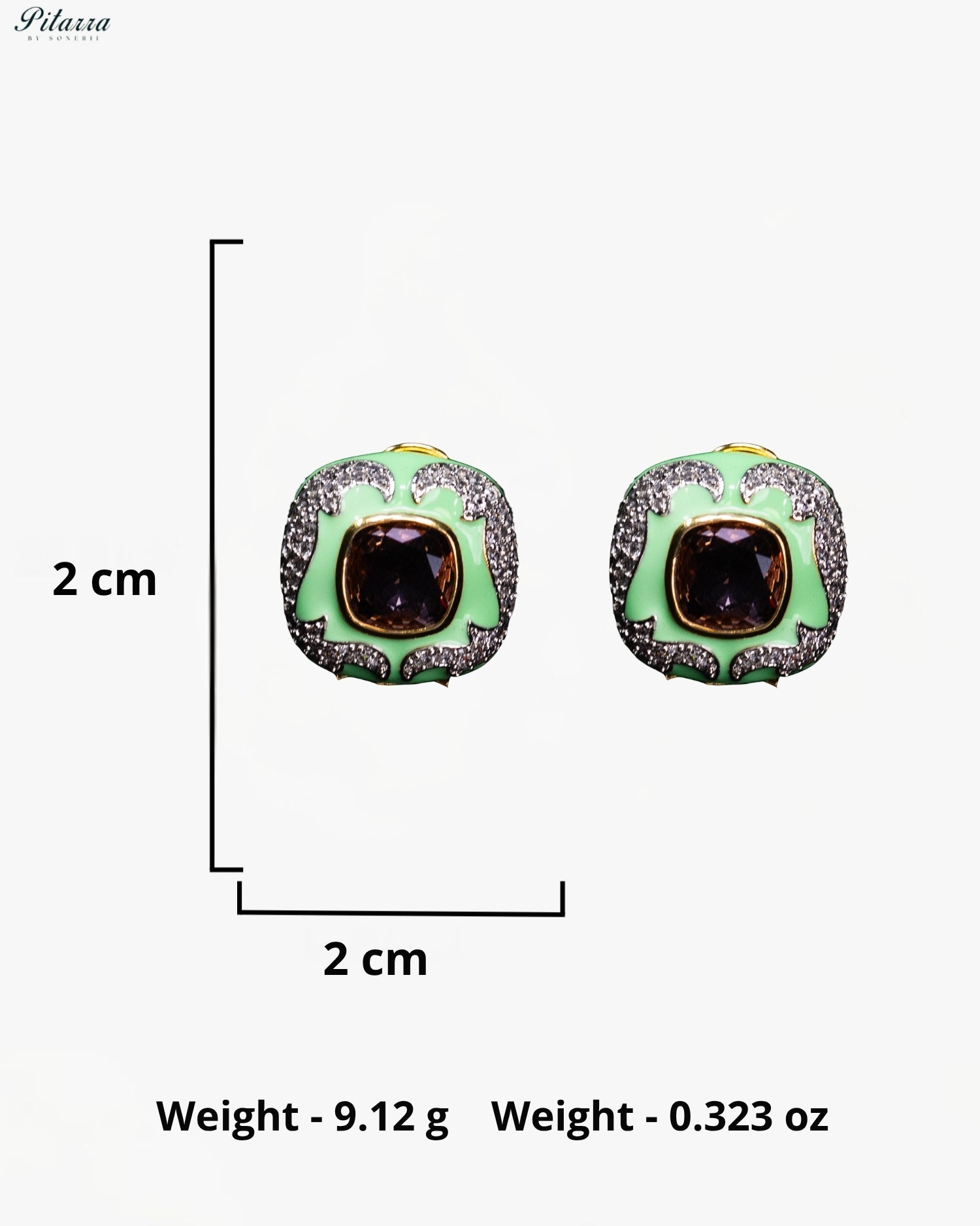 Mint Green And Smoky Brown Crystal Statement Earrings