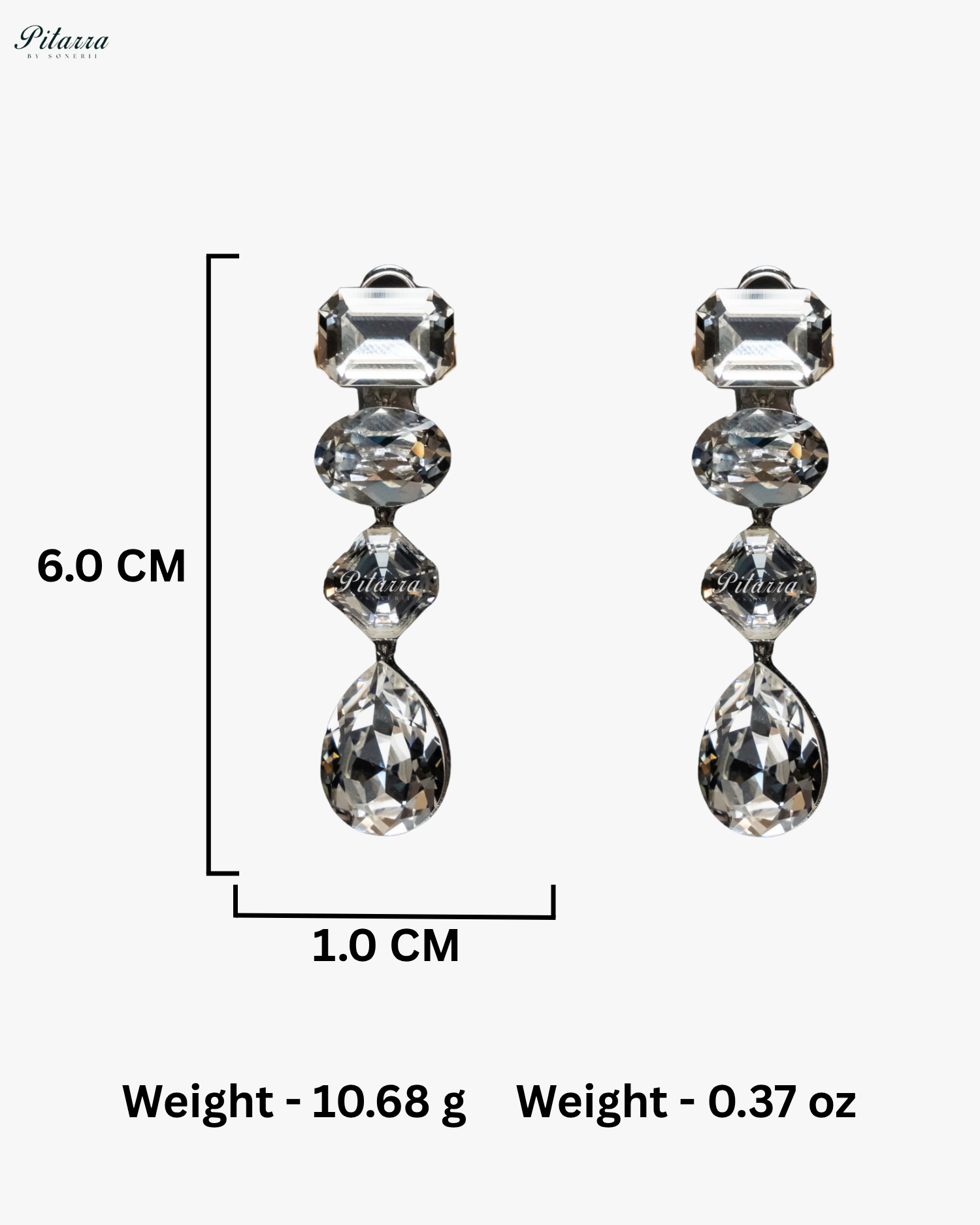 White Stone Studded Geometric Crystal Drop Earrings - Done