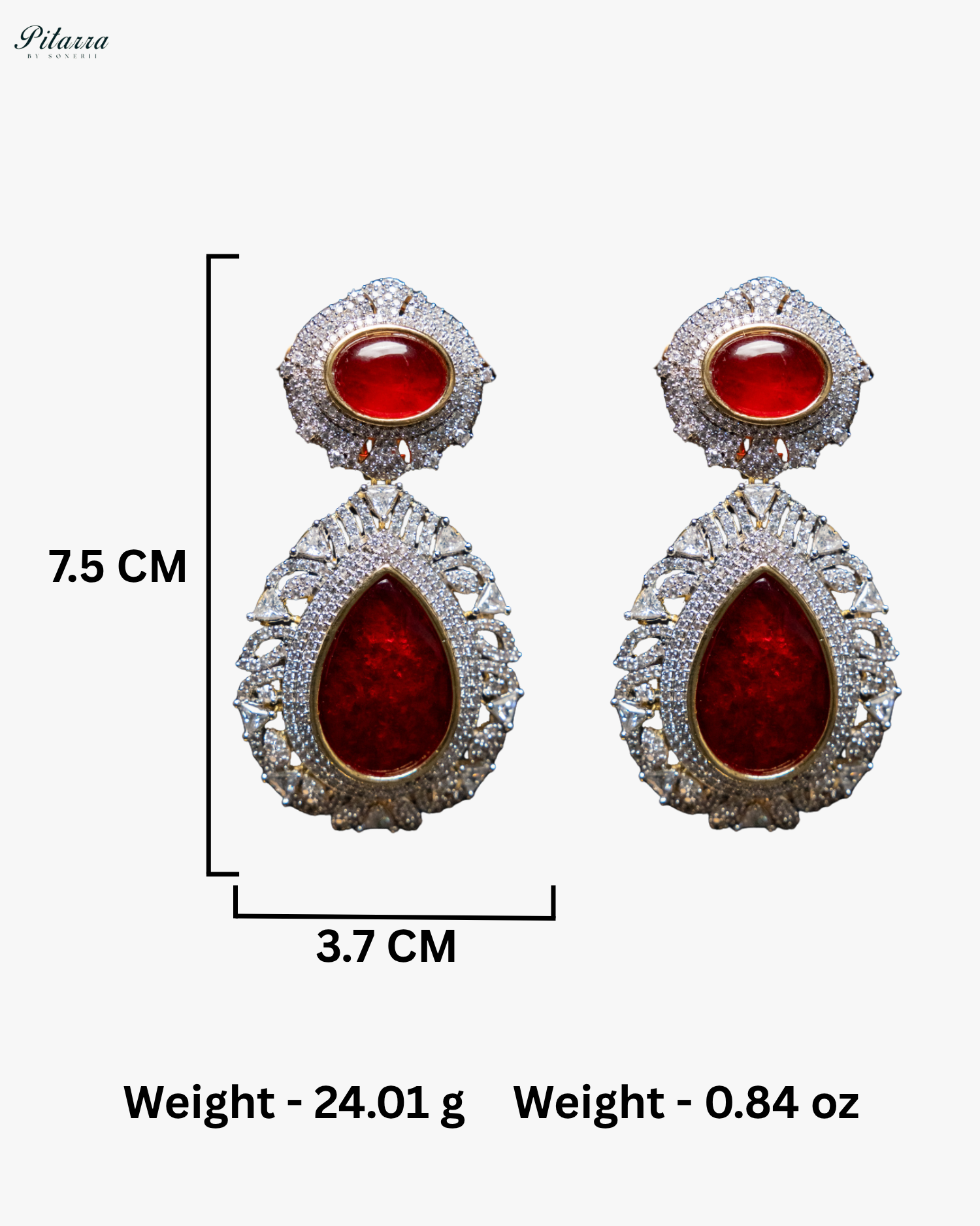 Pitarra Ruby Red Doublet Statement Earrings