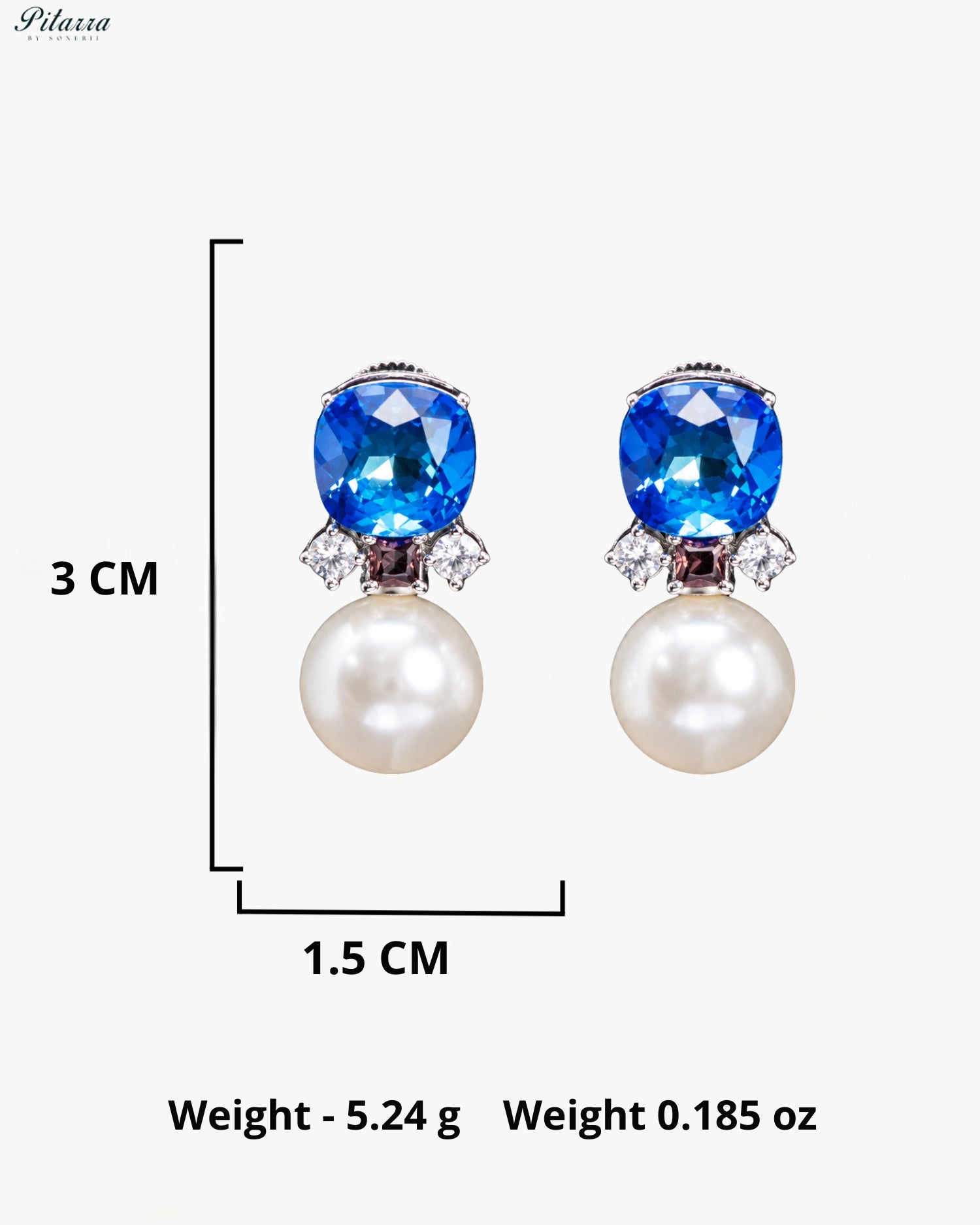 Royal Blue Crystal Pearl Drop Earrings