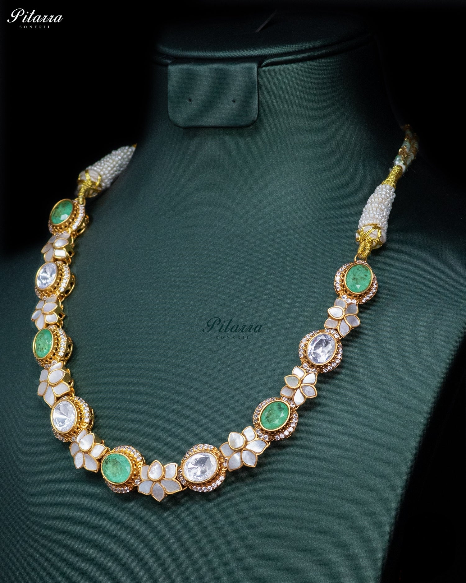 Emerald Bloom Kundan Necklace Set