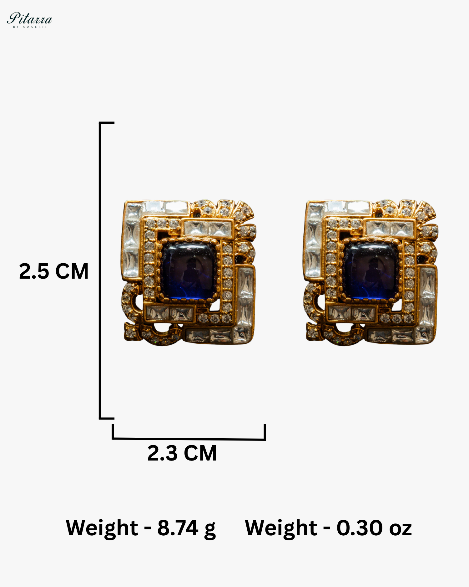 Blue Stone Design Kundan Stud Earrings