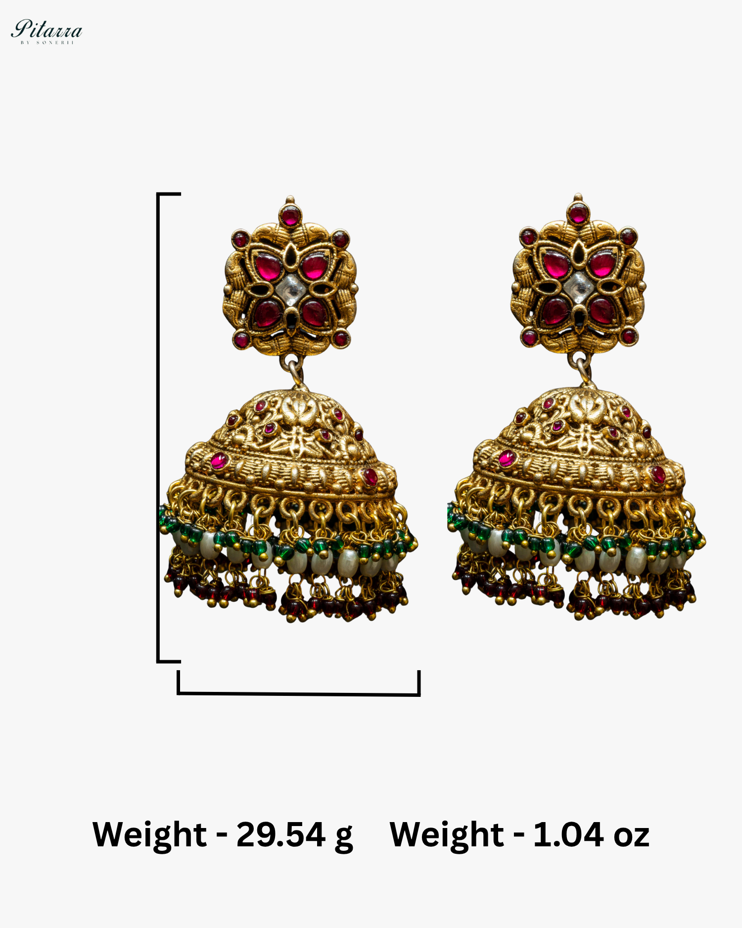 Gold Plated Antique Emerald Pearl Jhumka Earrings